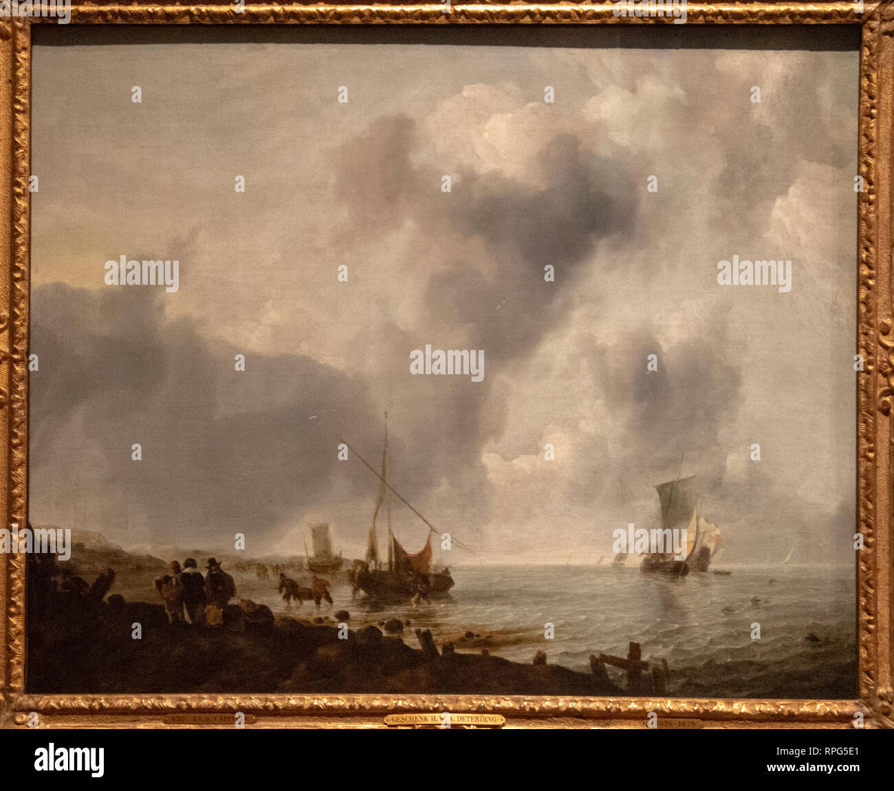 Bateaux au large de la côte par le peintre Jan van de Capelle Banque D'Images Bateaux au large de la côte par le peintre Jan van de Capelle Banque D'Images