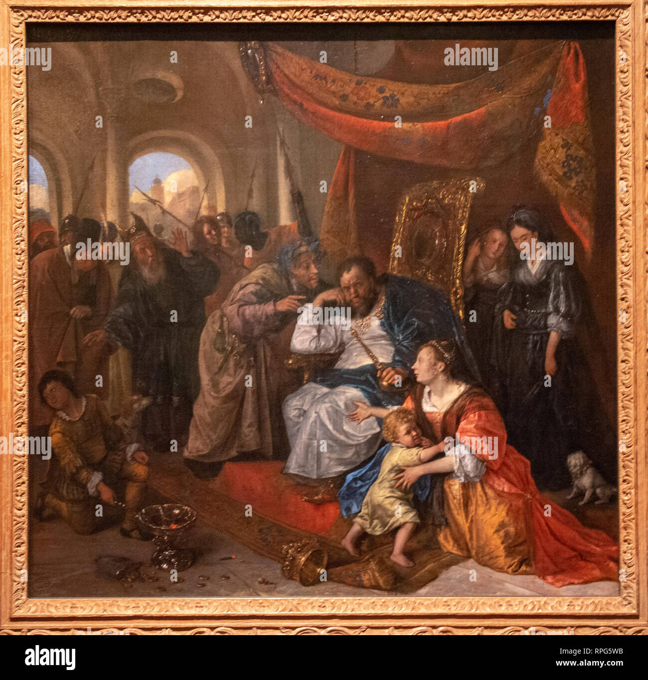 Moïse et la couronne du pharaon par peintre Jan Steen Banque D'Images Moïse et la couronne du pharaon par peintre Jan Steen Banque D'Images