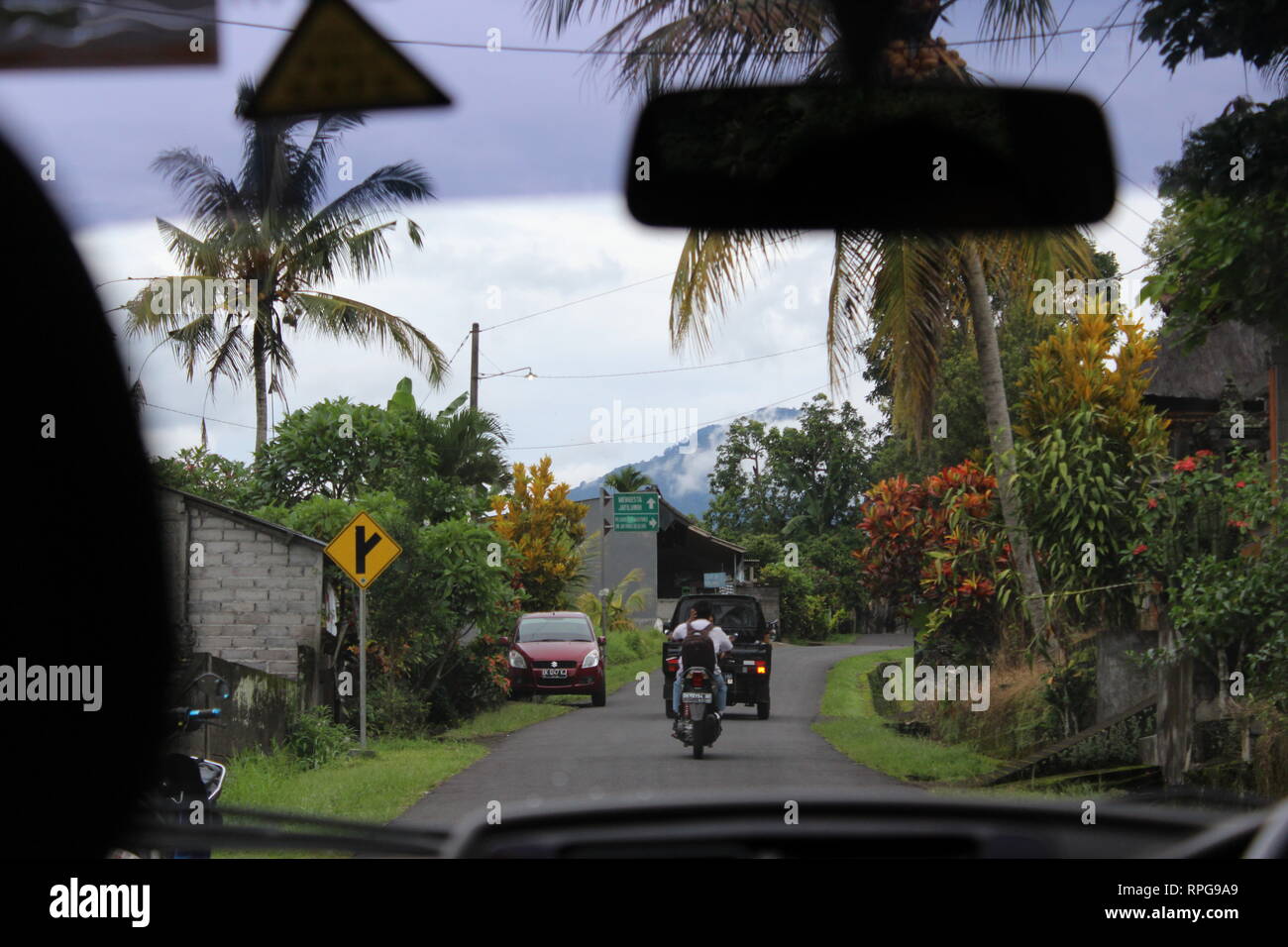Un trajet en taxi à Bali, Indonésie. Banque D'Images