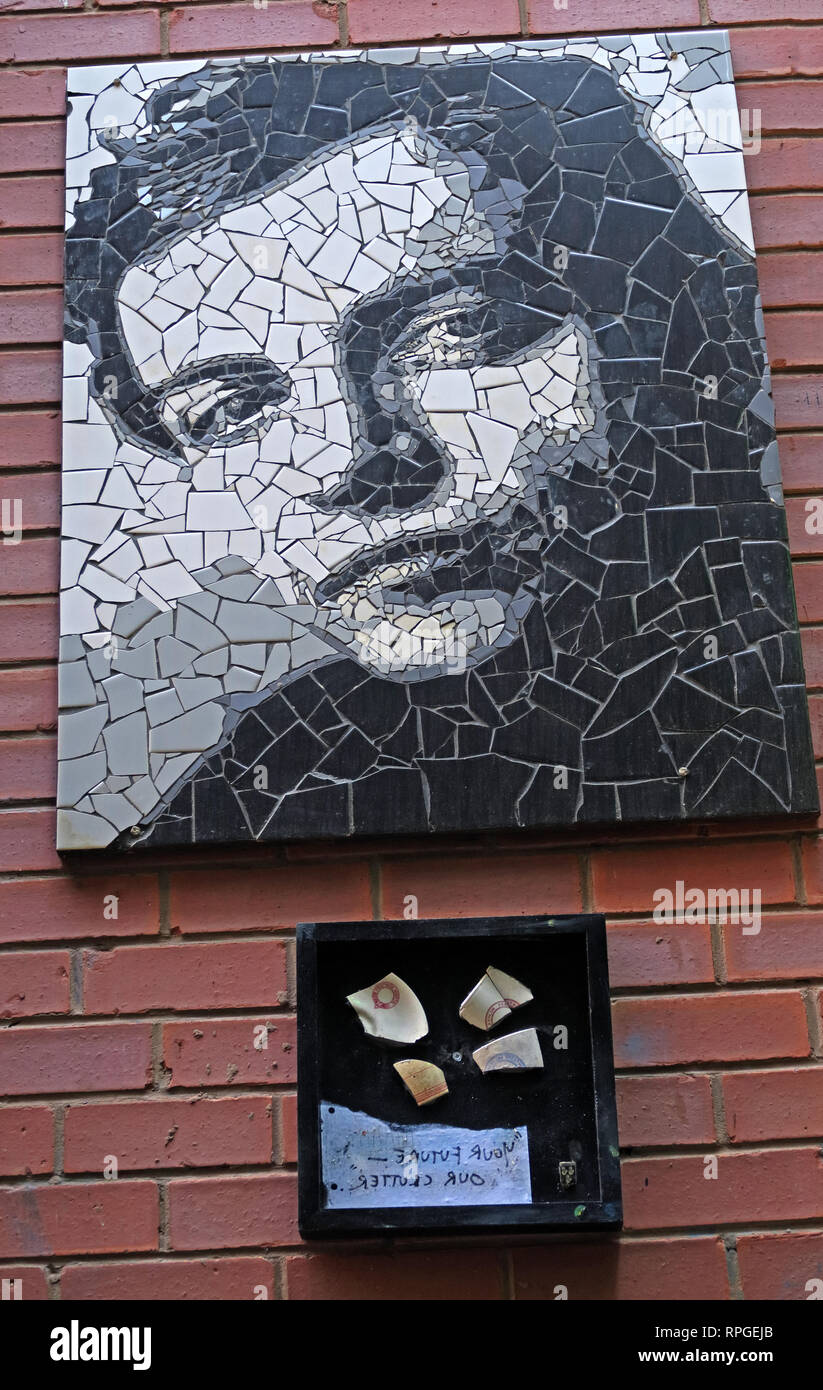 Mosaïque sur Afflecks Palace Tib St Manchester, Mark E Smith et l'automne, dix maisons d'Eve, England, UK, M4 1PW Banque D'Images