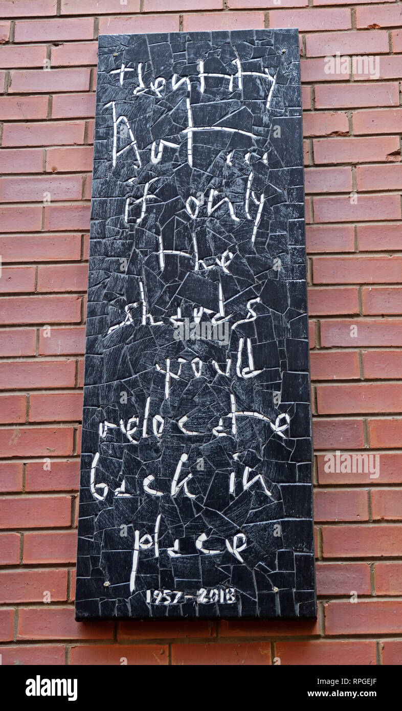 Mosaïque sur Afflecks Palace Tib St Manchester, Mark E Smith et l'automne, dix maisons d'Eve, England, UK, M4 1PW Banque D'Images