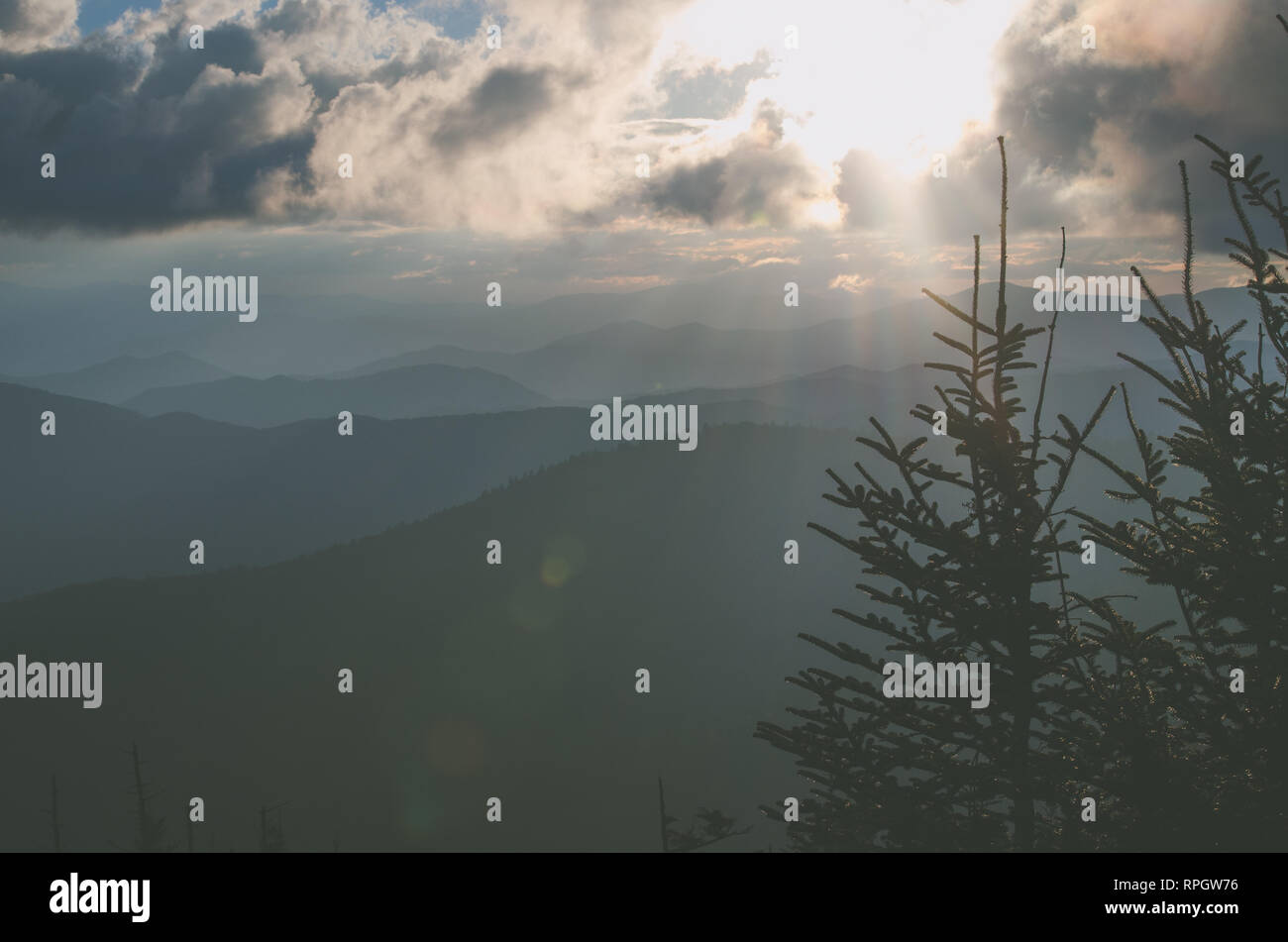 Coucher du soleil dans le Smokey mountains Banque D'Images