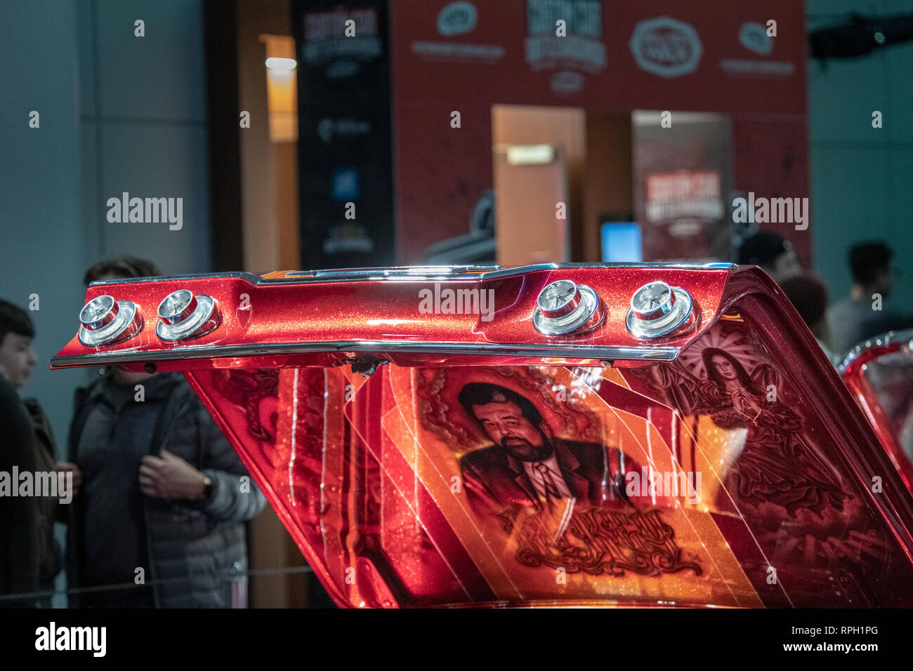 Détail de l'paintjob de Lowrider voiture personnalisée. Banque D'Images