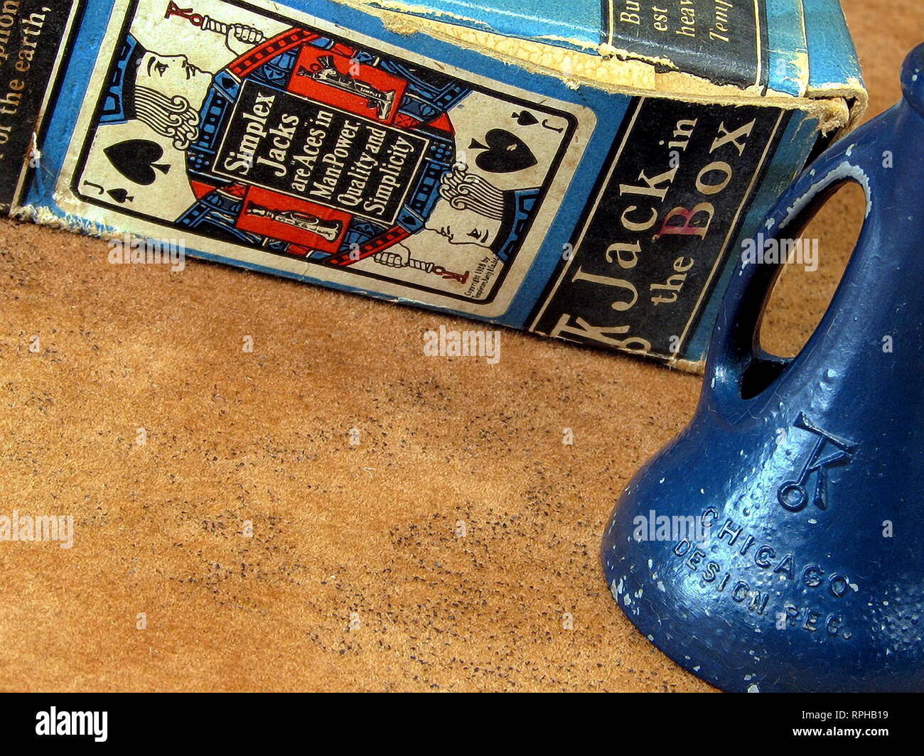 De rares et de Collection Vintage Jack Simplex dans une boîte de jouets et de l'outil avec boîte d'origine. Banque D'Images