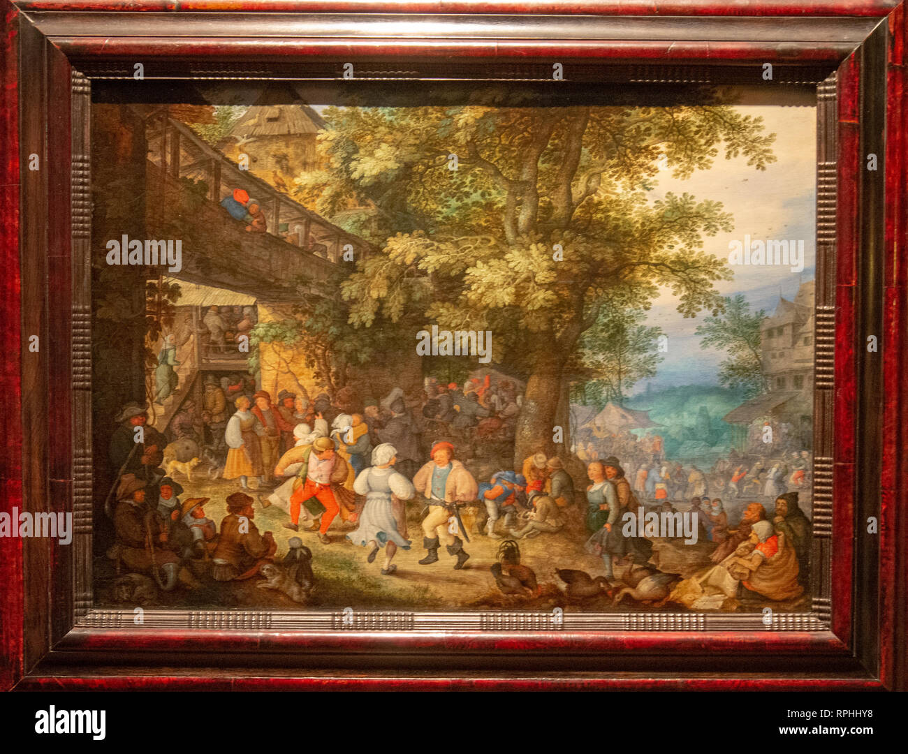 La danse des paysans à l'extérieur d'une peinture de Bohème Inn, savery Roelant Banque D'Images