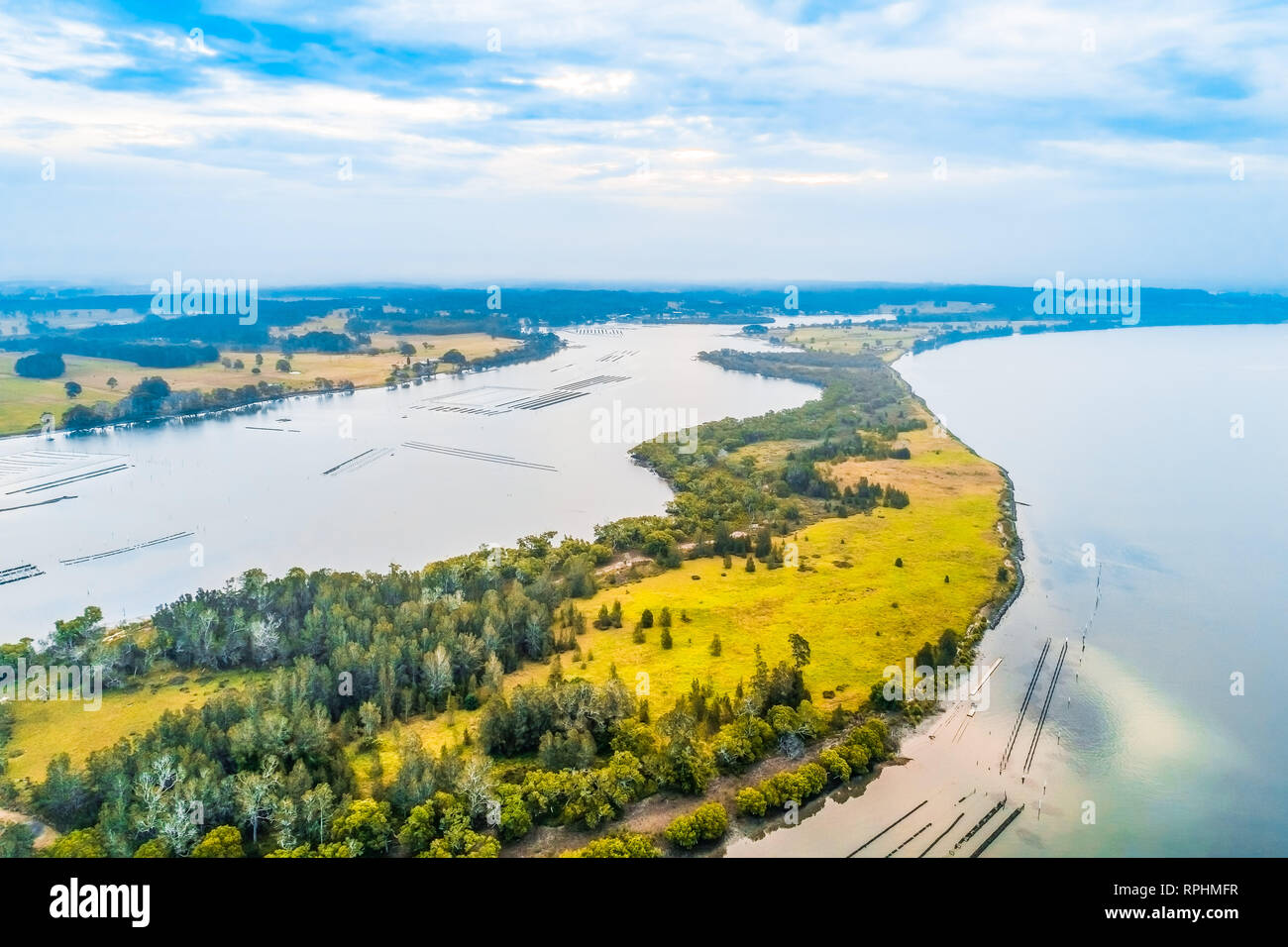 Rivière Manning et Millers Creek - vue aérienne Banque D'Images