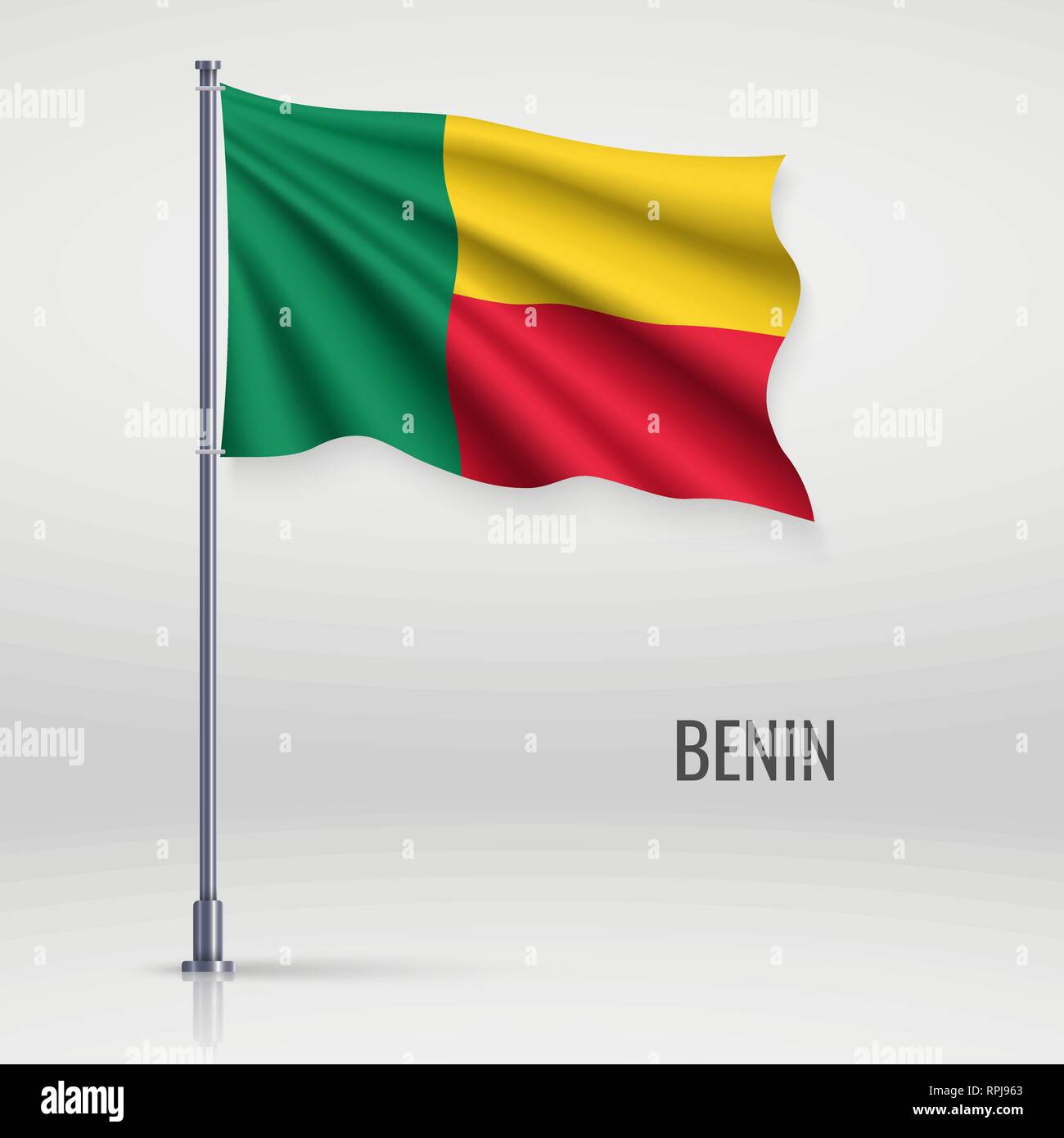 Waving Flag du Bénin au mât. Modèle pour la conception de l'affiche de la fête de l'indépendance Illustration de Vecteur Waving Flag du Bénin au mât. Modèle pour la conception de l'affiche de la fête de l'indépendance Illustration de Vecteur