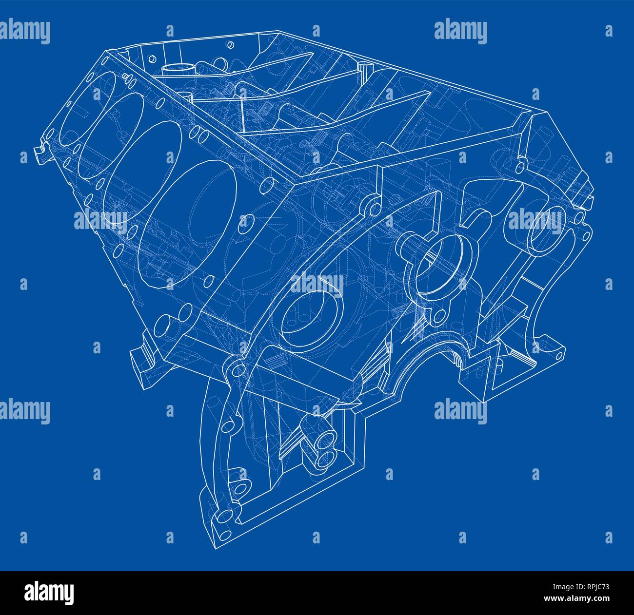 Croquis du bloc moteur. Le rendu 3D de vecteur Illustration de Vecteur