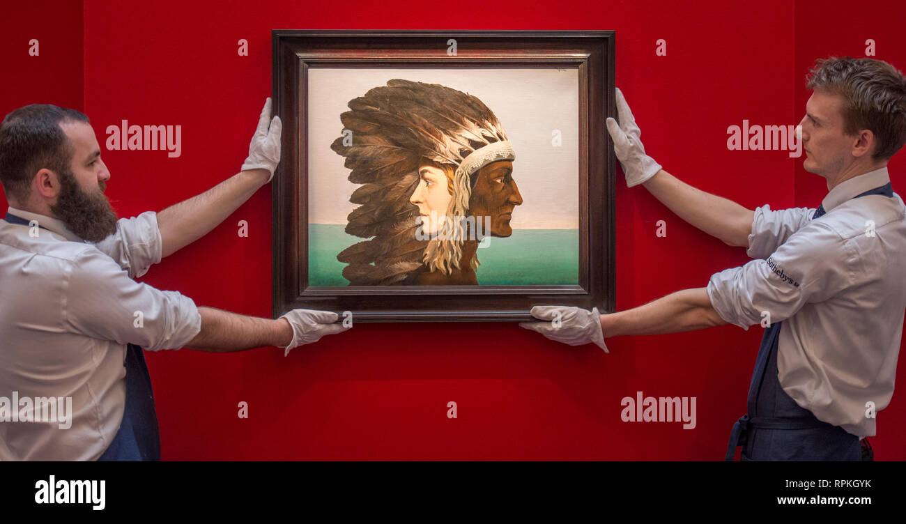 Sotheby's, New Bond Street, London, UK. 20 Février, 2019. Un rassemblement des plus grands. René Magritte. L'Etoile du matin. 3,500,000-4,500 000 € de l'Est. Banque D'Images