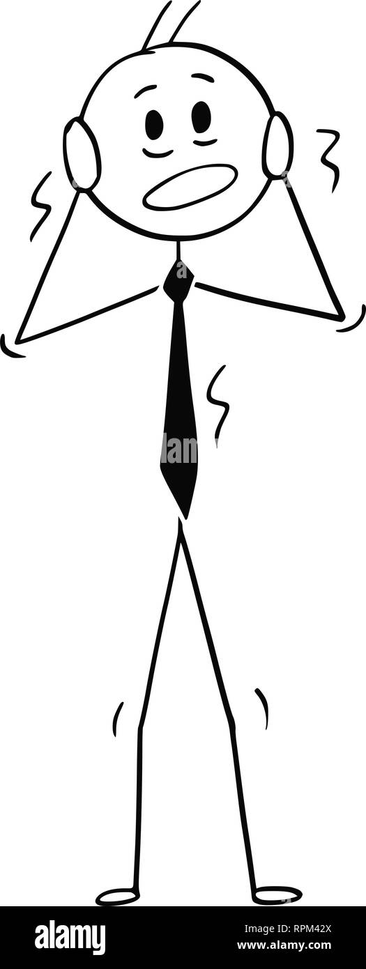 Caricature de terrifiés Businessman Shaking dans le Stress Illustration de Vecteur