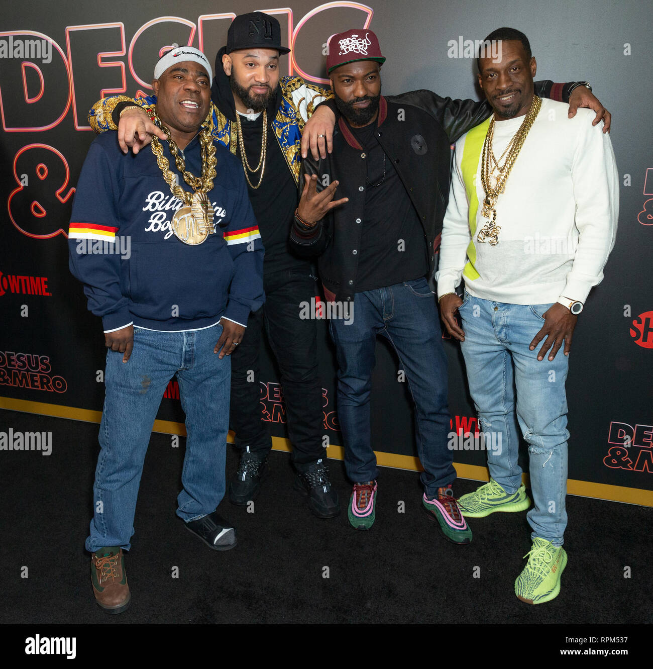 New York, États-Unis. Feb 21, 2019. Tracy Morgan, le Kid Mero, Desus Nice, Sharkey assister aux débuts de la série de Showtime Late-Night DESUS & MERO à l'horloge New York Edition Crédit : Lev Radin/Pacific Press/Alamy Live News Banque D'Images