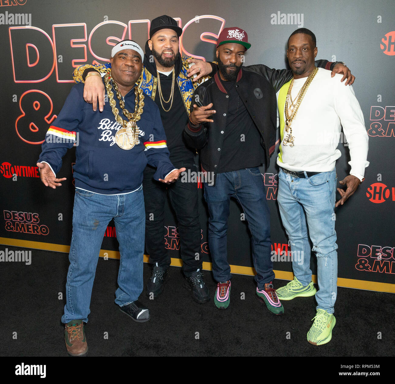 New York, États-Unis. Feb 21, 2019. Tracy Morgan, le Kid Mero, Desus Nice, Sharkey assister aux débuts de la série de Showtime Late-Night DESUS & MERO à l'horloge New York Edition Crédit : Lev Radin/Pacific Press/Alamy Live News Banque D'Images