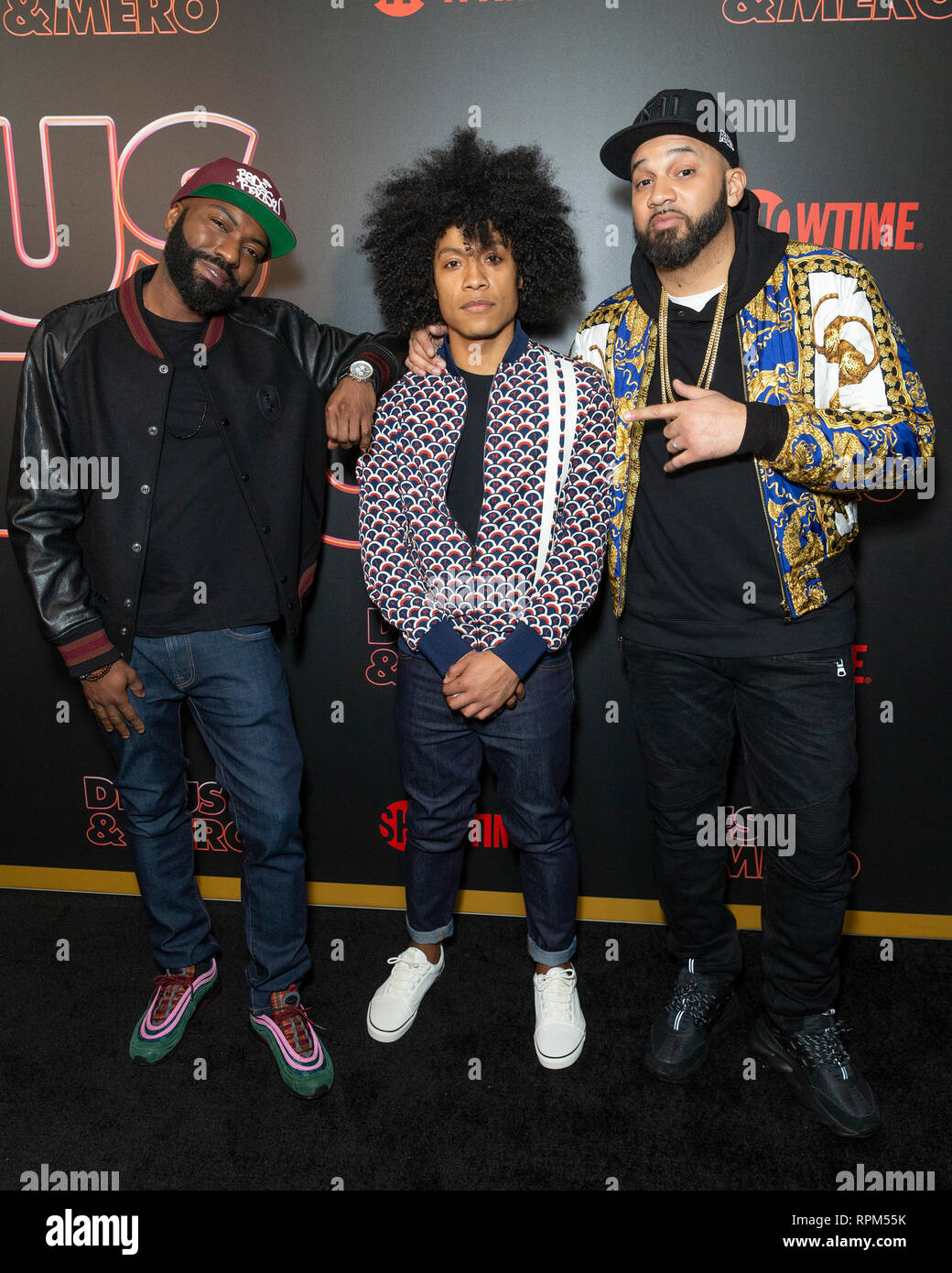 New York, États-Unis. Feb 21, 2019. Desus Nice, Victor Lopez et l'enfant Mero assister aux débuts de la série de Showtime Late-Night DESUS & MERO à l'horloge New York Edition Crédit : Lev Radin/Pacific Press/Alamy Live News Banque D'Images