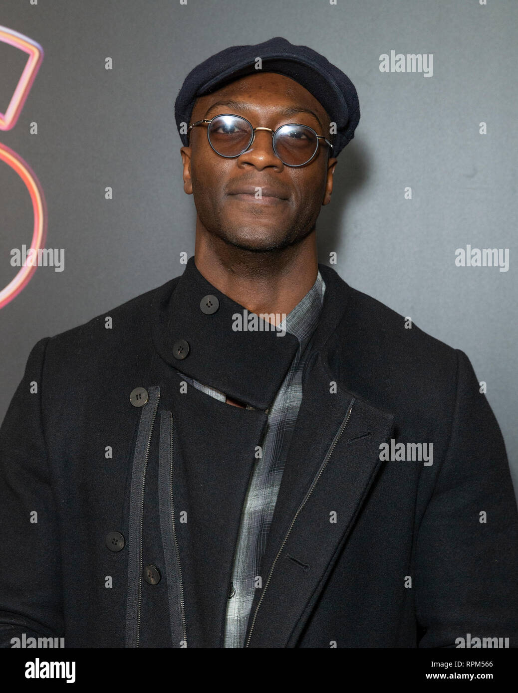 New York, États-Unis. Feb 21, 2019. Aldis Hodge assiste aux débuts de la série de Showtime Late-Night DESUS & MERO à l'horloge New York Edition Crédit : Lev Radin/Pacific Press/Alamy Live News Banque D'Images