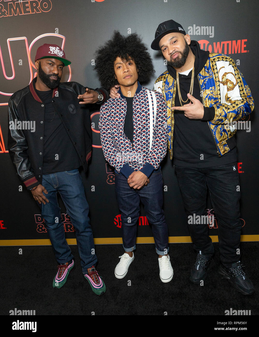 New York, États-Unis. Feb 21, 2019. Desus Nice, Victor Lopez et l'enfant Mero assister aux débuts de la série de Showtime Late-Night DESUS & MERO à l'horloge New York Edition Crédit : Lev Radin/Pacific Press/Alamy Live News Banque D'Images