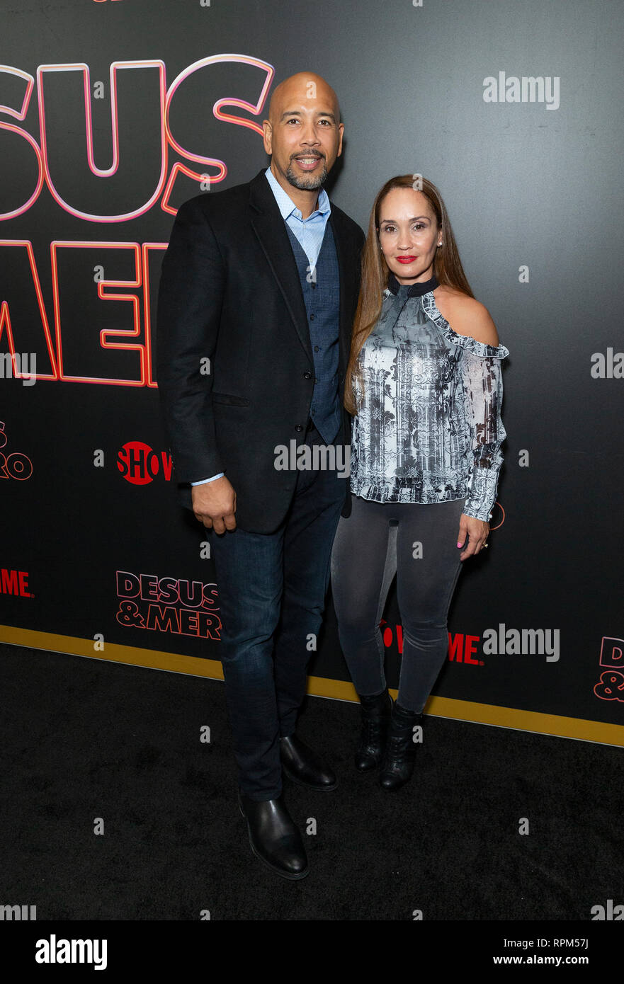 New York, États-Unis. Feb 21, 2019. Ruben Diaz Jr et Hilda Diaz assister aux débuts de la série de Showtime Late-Night DESUS & MERO à l'horloge New York Edition Crédit : Lev Radin/Pacific Press/Alamy Live News Banque D'Images