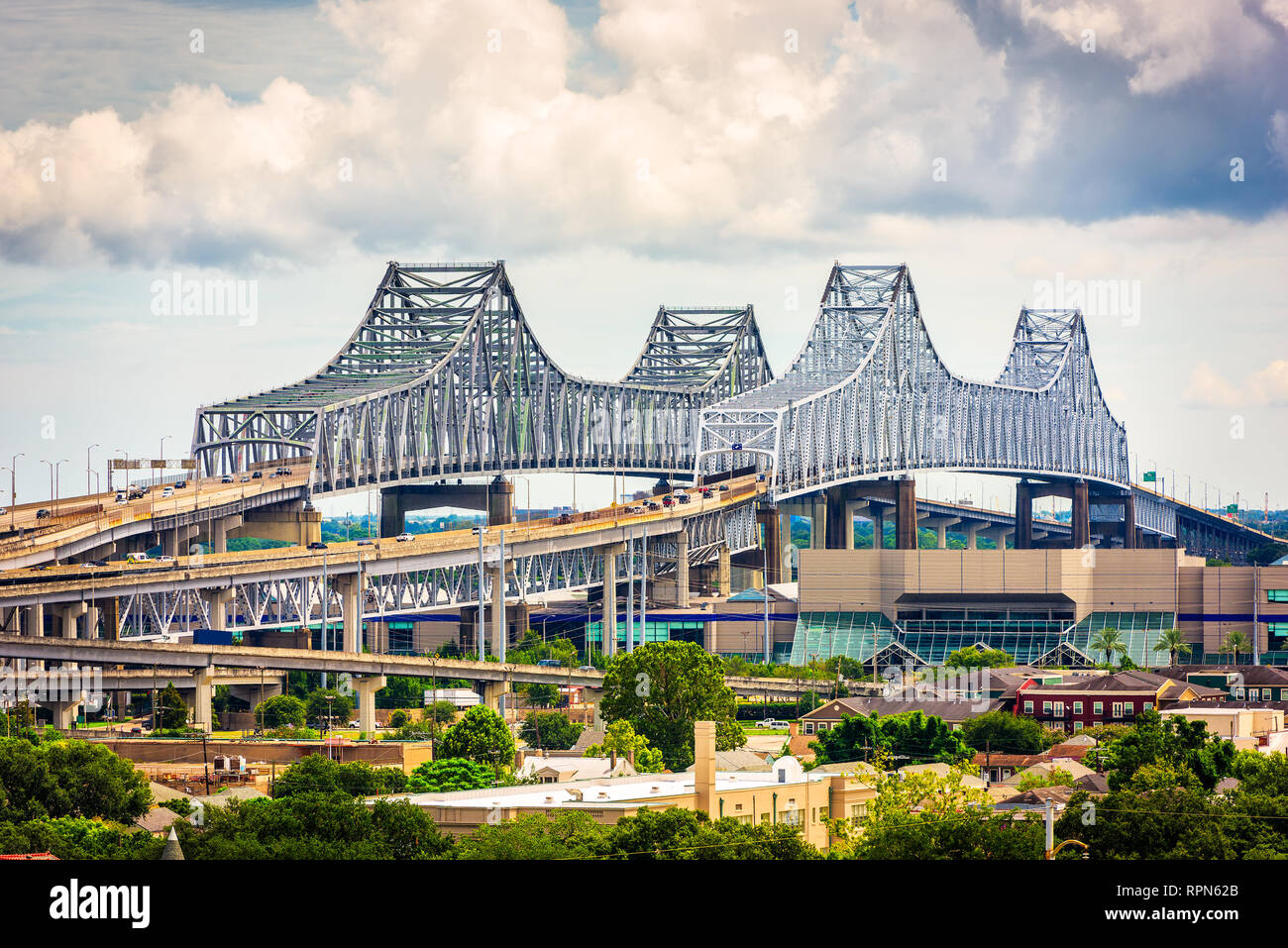 La Nouvelle Orléans, Louisiane, USA à Crescent City Connection Pont. Banque D'Images