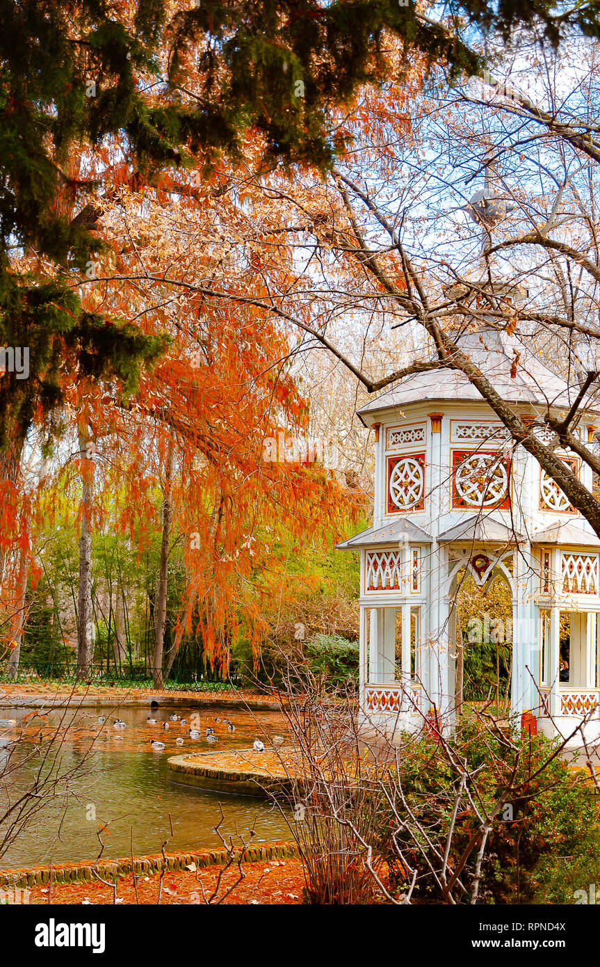 Arbor. Étang dans le jardins d'Aranjuez Banque D'Images