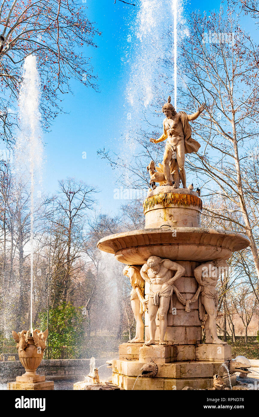 La fontaine de Narcisse, par le sculpteur Joaquín Dumandré à Aranjuez, Espagne Banque D'Images