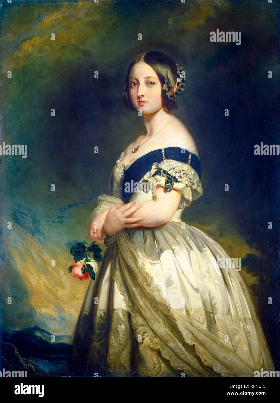 Queen Victoria portrait peint, vers 1843 par le studio de Franz Xaver Winterhalter Banque D'Images