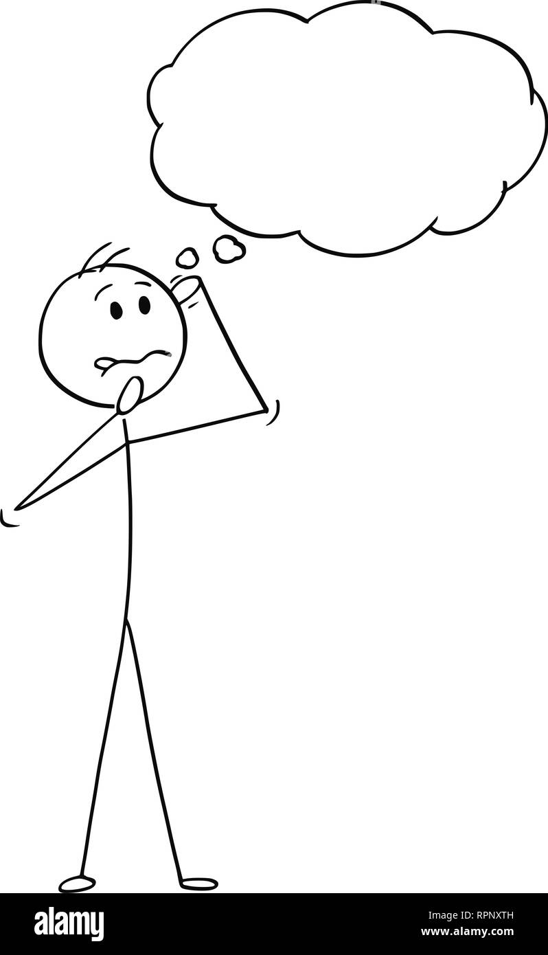 Caricature de l'homme ou homme en réfléchissant avec bulle vide pour le texte Illustration de Vecteur