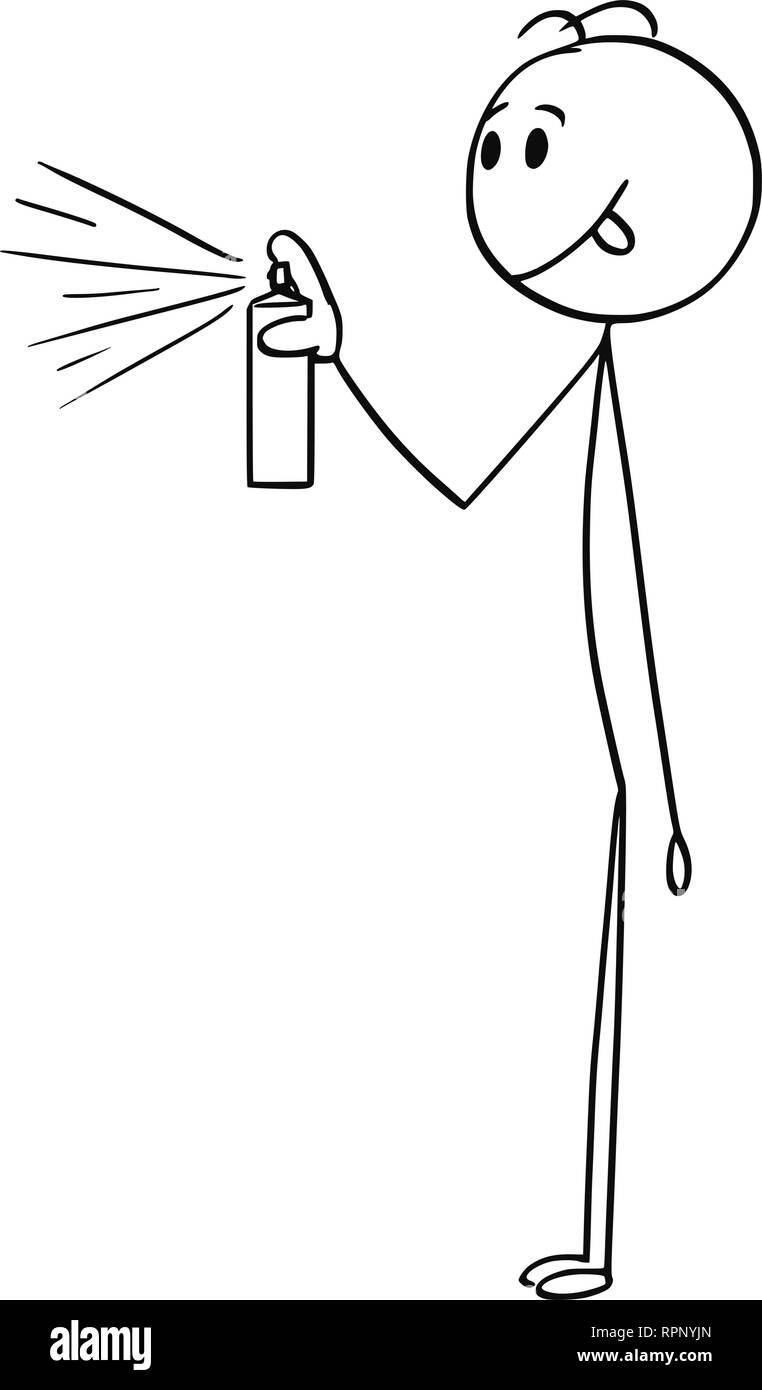Caricature de l'homme à l'aide d'aérosols ou de pulvérisation peut Illustration de Vecteur