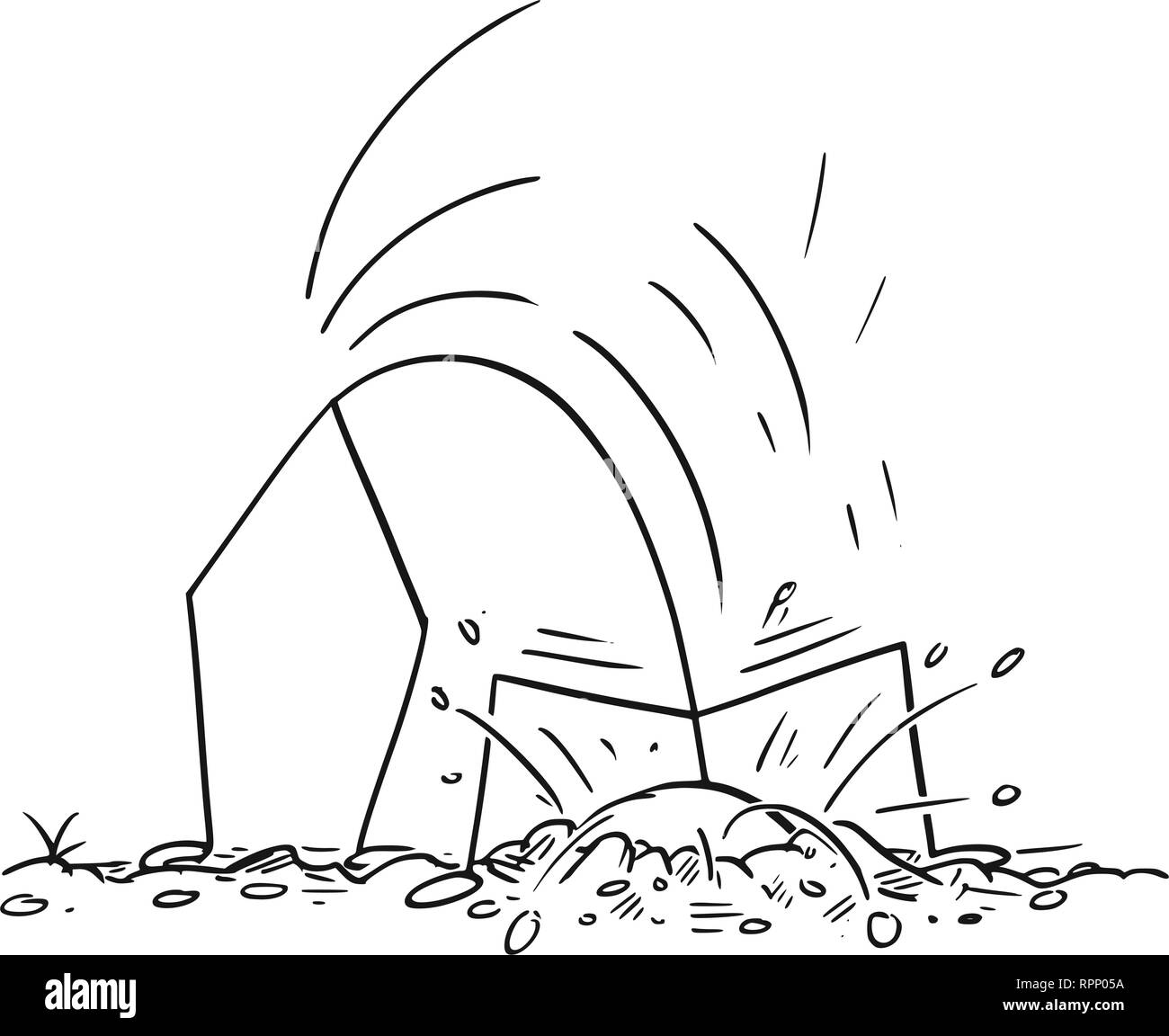 Caricature de l'homme ou homme de se cacher la tête dans le sable ou sous terre Illustration de Vecteur