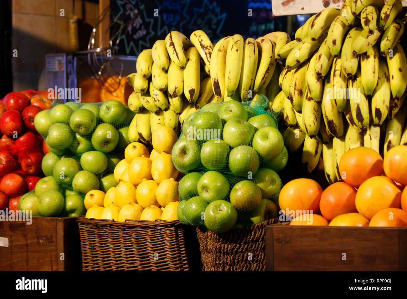 Obst en Laden, Tel Aviv, Israël (nur für redaktionelle Verwendung. Keine Werbung. Http://www.360-berlin.de. Referenzdatenbank : © Jens Knappe. Bildque Banque D'Images