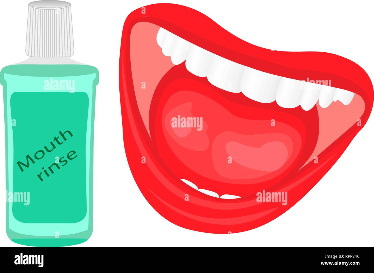Rincer la bouche et une jolie bouche au sourire montrant des dents blanches vector illustration Illustration de Vecteur