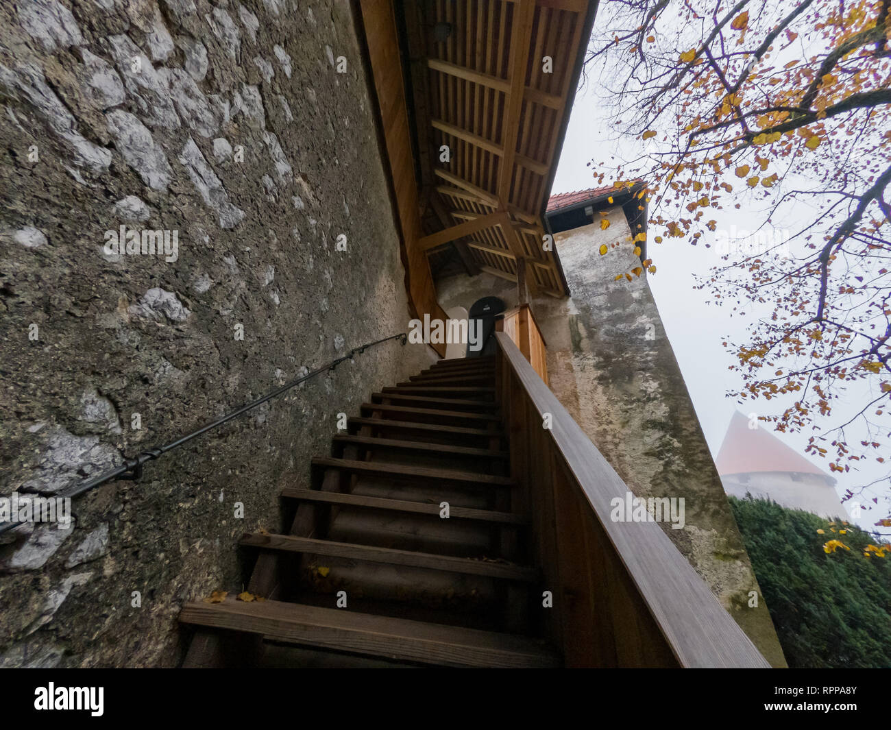 Vue extérieure du Château de Bled en Slovénie Banque D'Images