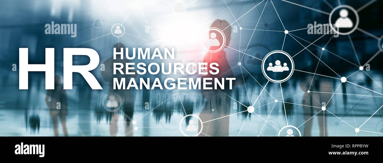 La gestion des ressources humaines, RH, Team Building et de recrutement concept sur fond flou. Banque D'Images