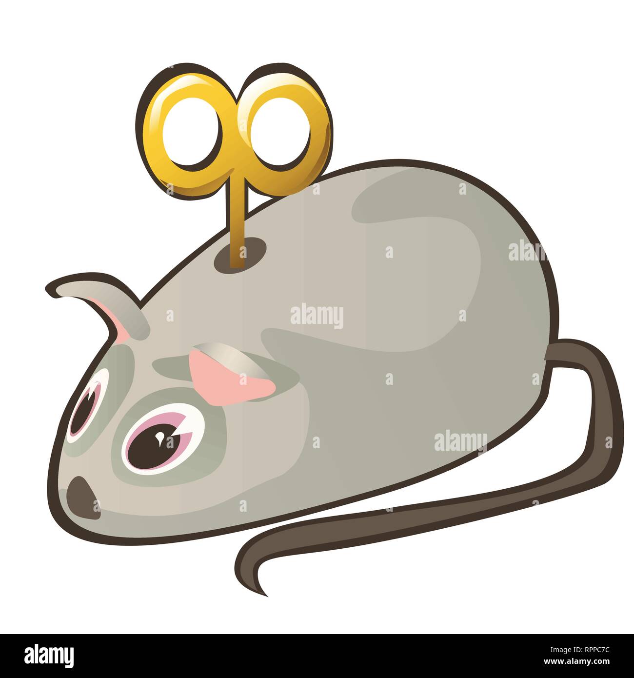 Souris mécanique avec clé isolé sur fond blanc. Cartoon Vector illustration close-up. Illustration de Vecteur