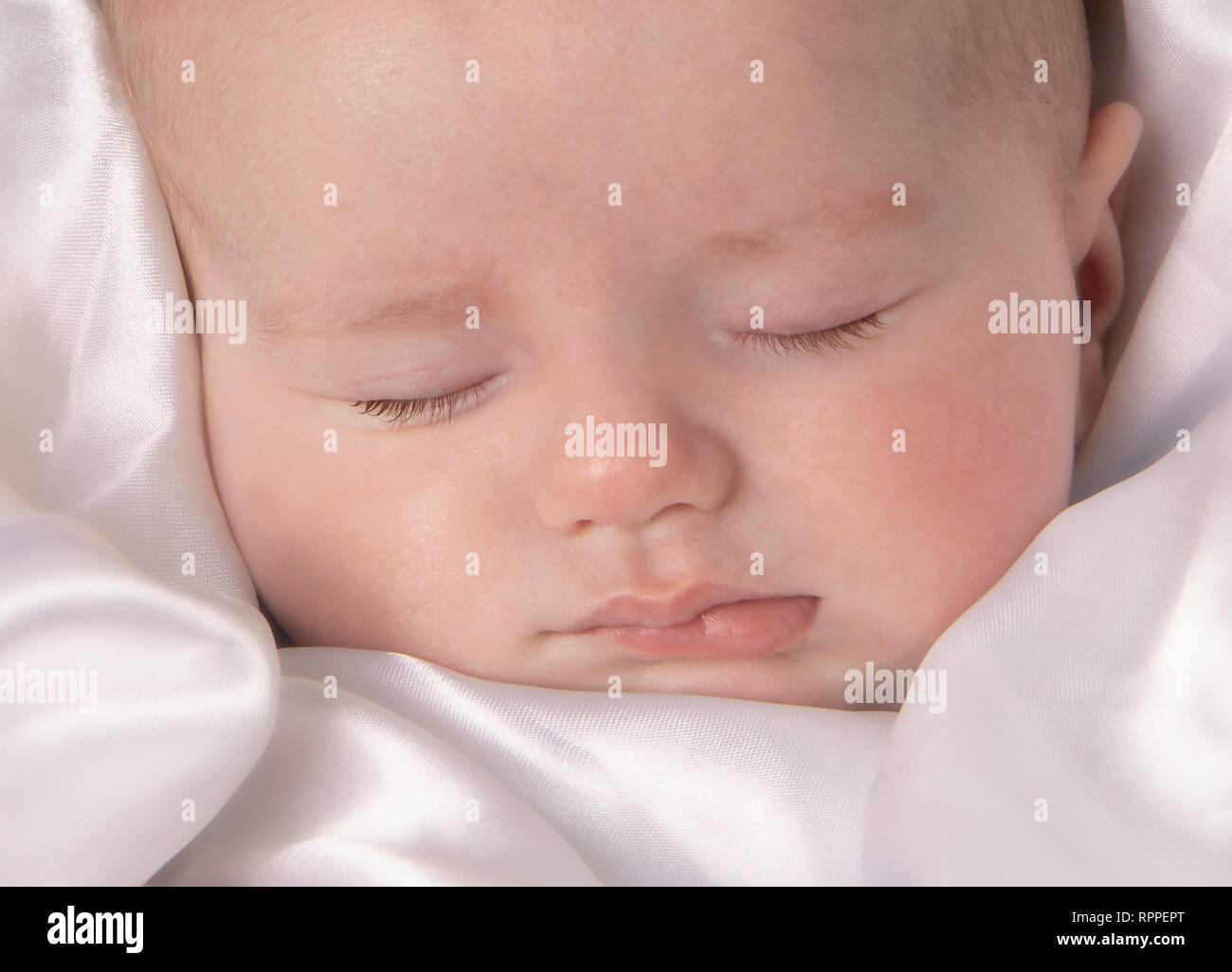 Sleeping baby boy, âgés de 7 semaines. Banque D'Images