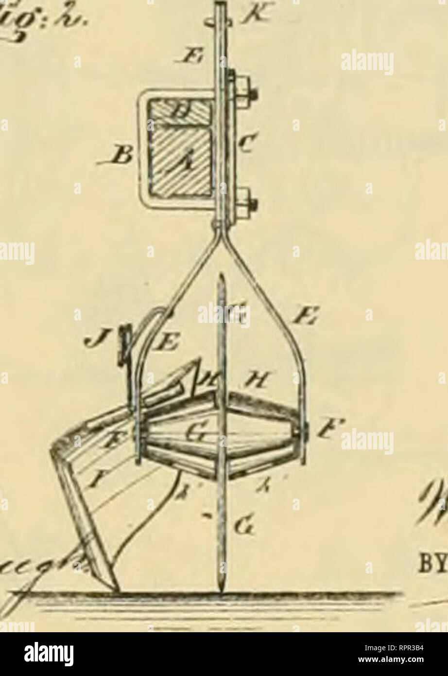 . Allen's Digest des charrues, avec pièces jointes, brevetée aux États-Unis de l'an 1789 à janvier 1883 ... Chasse-neige ; les brevets. J'^^ ?.:i,.. INVnilOE ! J. r. F. FOBTEE. Pour Faateuera Plow-Standards et des coutres. F. P.. BEAL h S. CLARK. Le coutre ou Jointer de charrues. No t96,385. Le 23 octobre 1877, breveté. N° 197 448. 27 novembre breveté. 1877. J^,/.. Veuillez noter que ces images sont extraites de la page numérisée des images qui peuvent avoir été retouchées numériquement pour plus de lisibilité - coloration et l'aspect de ces illustrations ne peut pas parfaitement ressembler à l'œuvre originale.. Allen, James T. (James Titus). [A ÉTÉ Banque D'Images