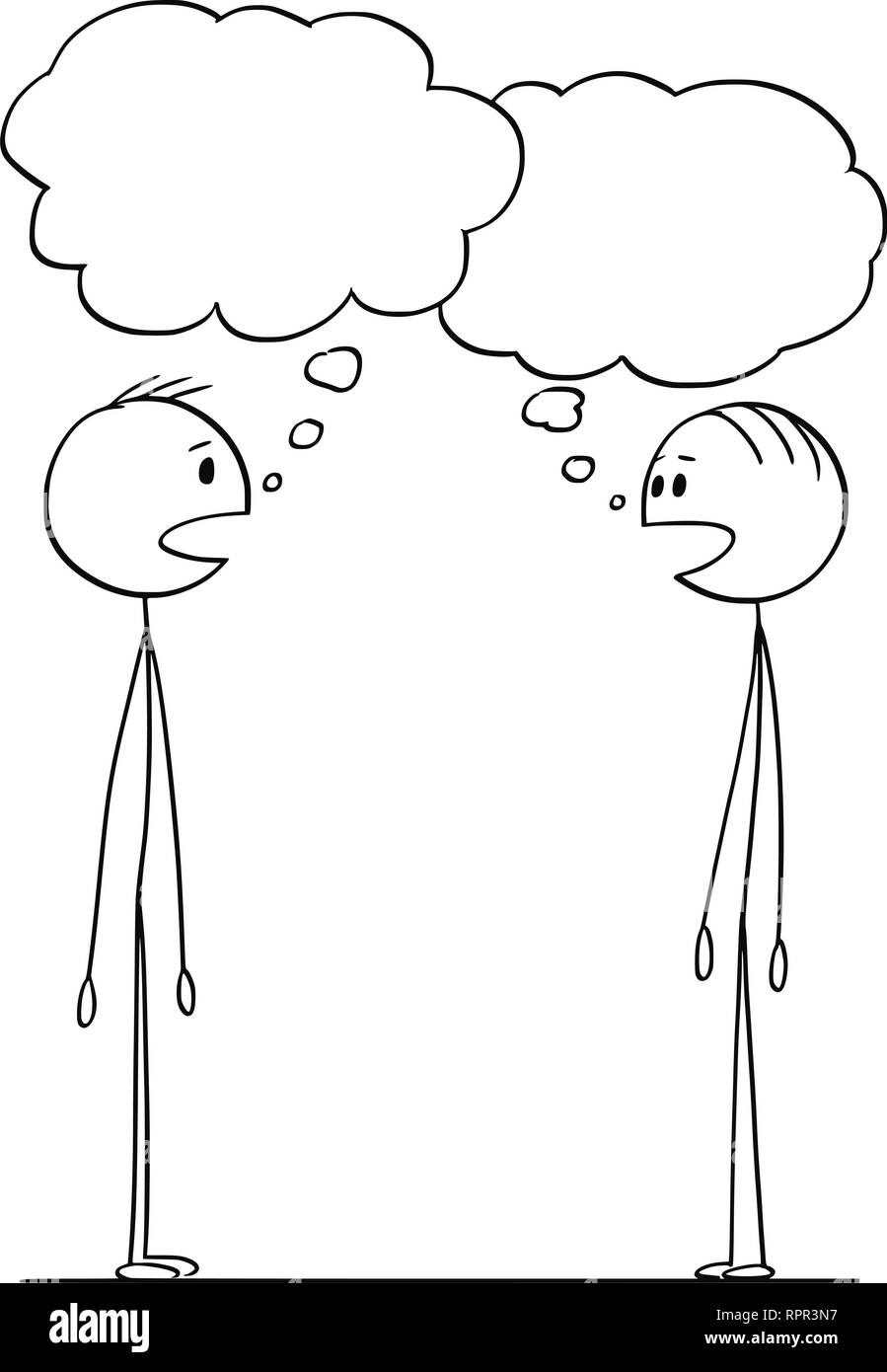 Caricature de deux hommes Conversation avec des bulles vides Illustration de Vecteur