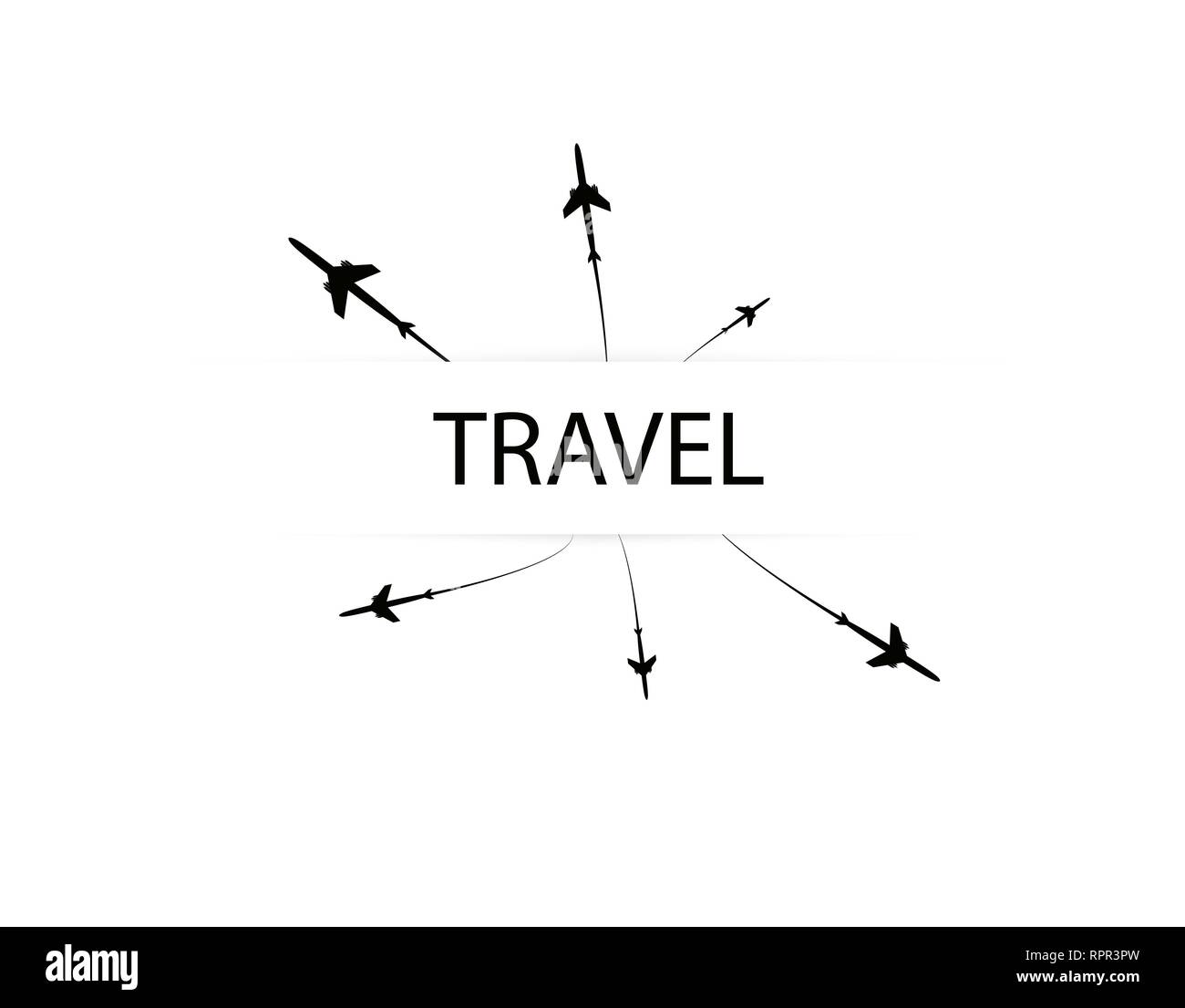 Les avions vole sur la ligne. Le tourisme et les voyages. Le waypoint est conçu pour un voyage touristique. et son tracé sur un fond blanc. Vector Illustration de Vecteur
