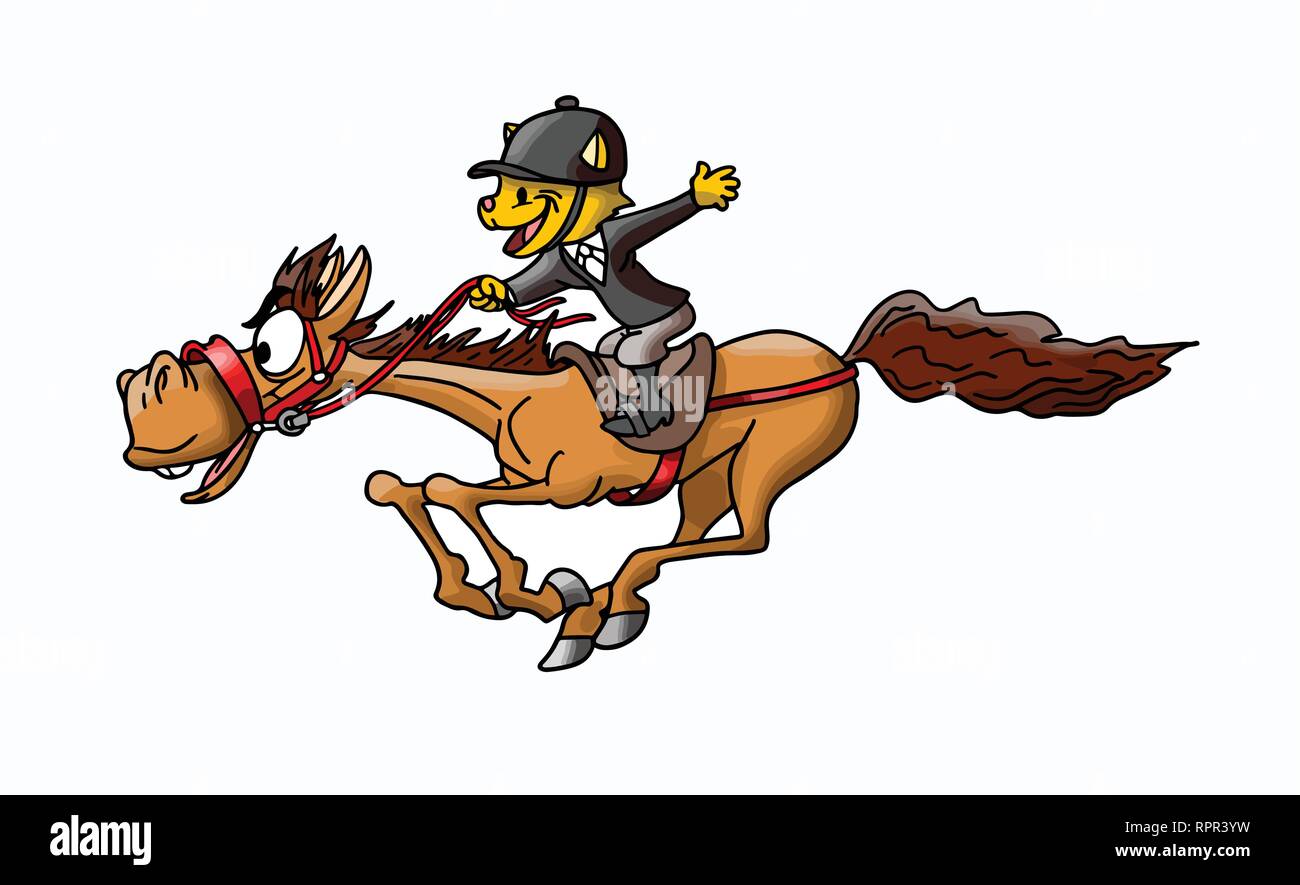 Cartoon chat cheval un cheval galoper à la vitesse de la vector illustration Illustration de Vecteur