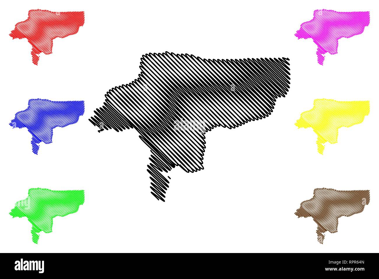 La province d'Ispahan (Provinces d'Iran, République islamique d'Iran, Perse) map vector illustration, croquis gribouillis d'Isfahan site Illustration de Vecteur