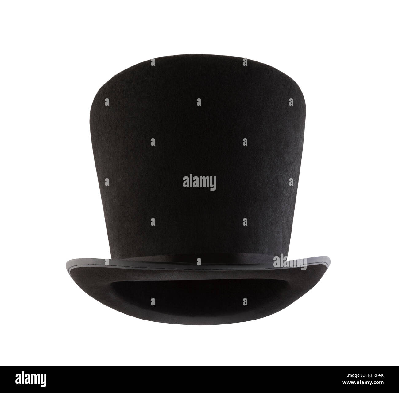 Très grand vintage noir top hat isolé sur fond blanc Banque D'Images