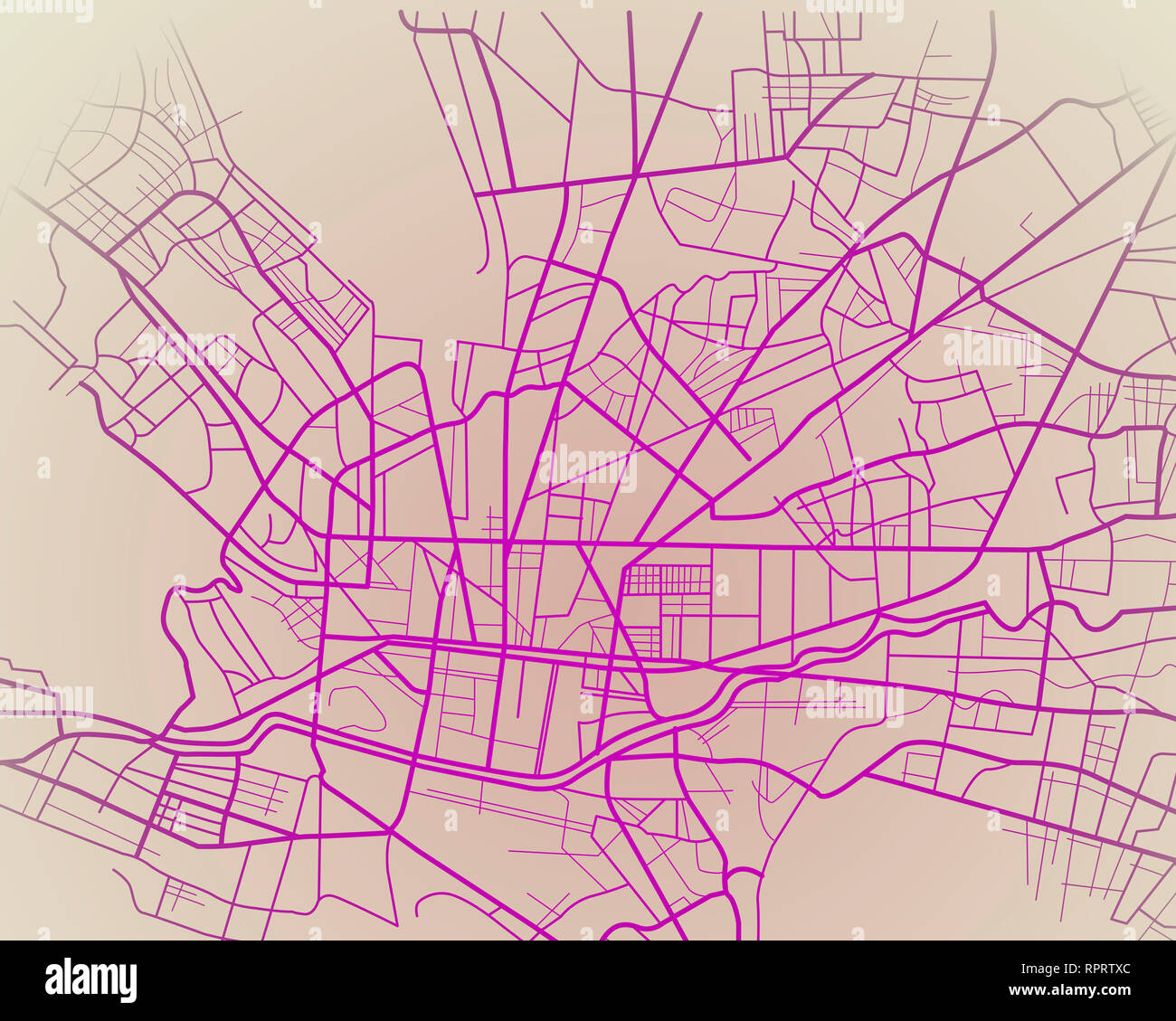 Illustration numérique ou un dessin de la carte de la ville de Monterrey au Mexique Banque D'Images