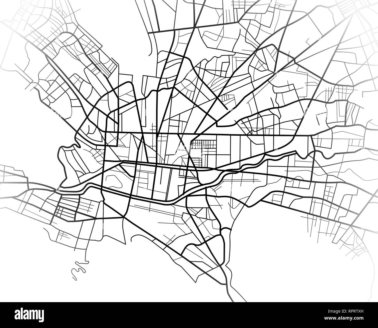 Illustration numérique ou un dessin de la carte de la ville de Monterrey au Mexique Banque D'Images