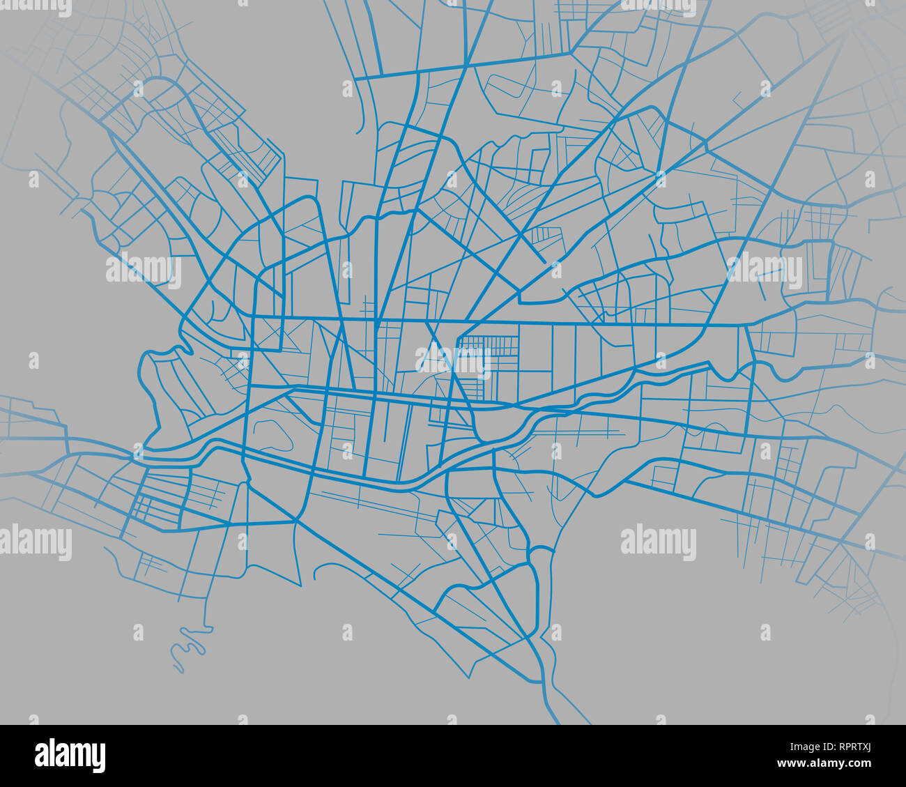 Illustration numérique ou un dessin de la carte de la ville de Monterrey au Mexique Banque D'Images