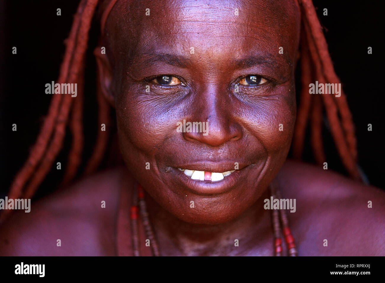 Portrait de femme Himba traditionnel avec coiffure, Kaokoland, Namibie Banque D'Images