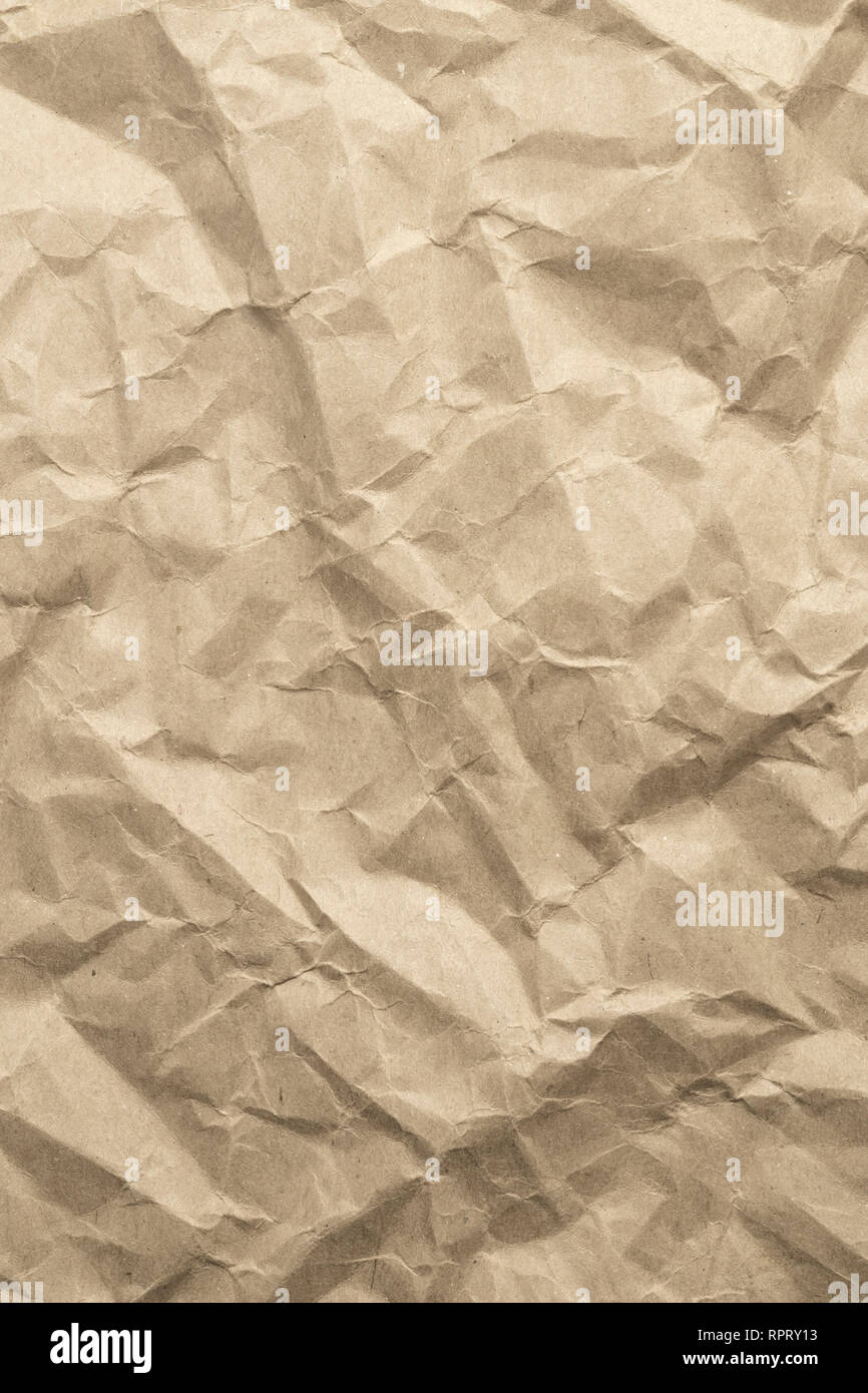 La texture du papier froissé marron Banque D'Images