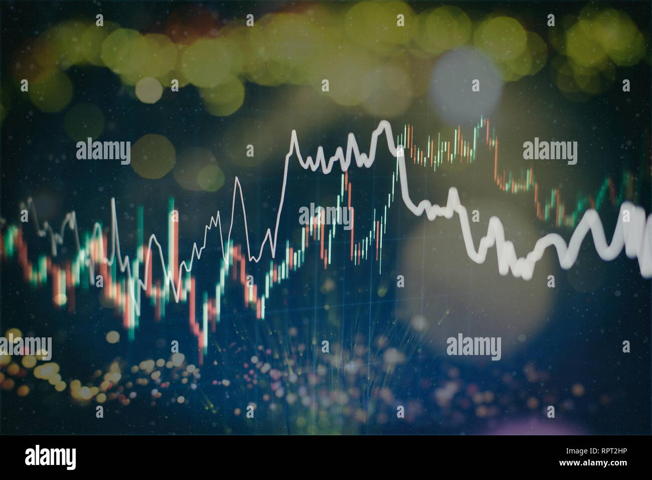 Résumé fond d'interface graphique forex rougeoyant. L'investissement, du commerce, des finances et de l'analyse de stock, concept. Banque D'Images
