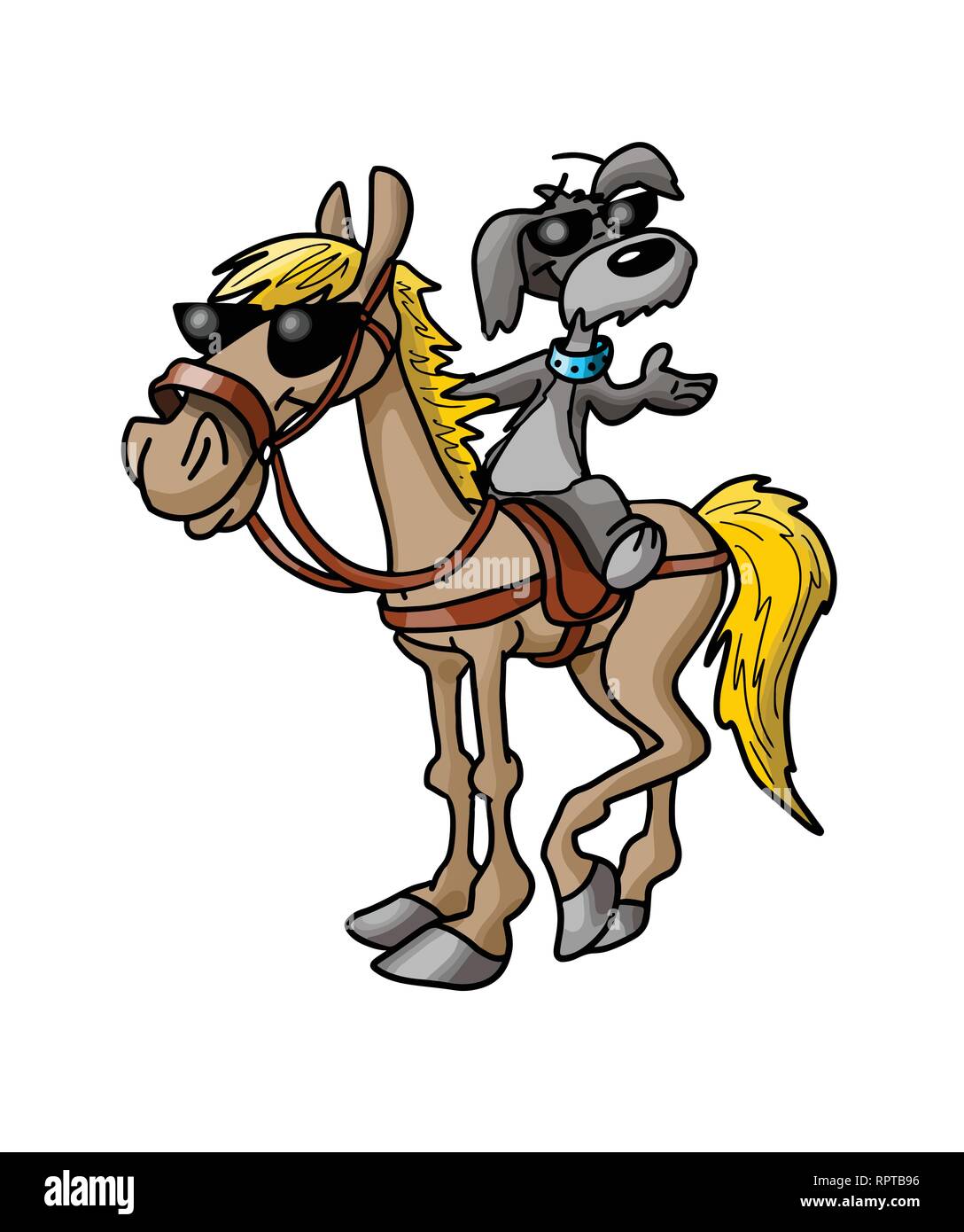 L'amitié entre un cheval et un chien cartoon vector illustration Illustration de Vecteur