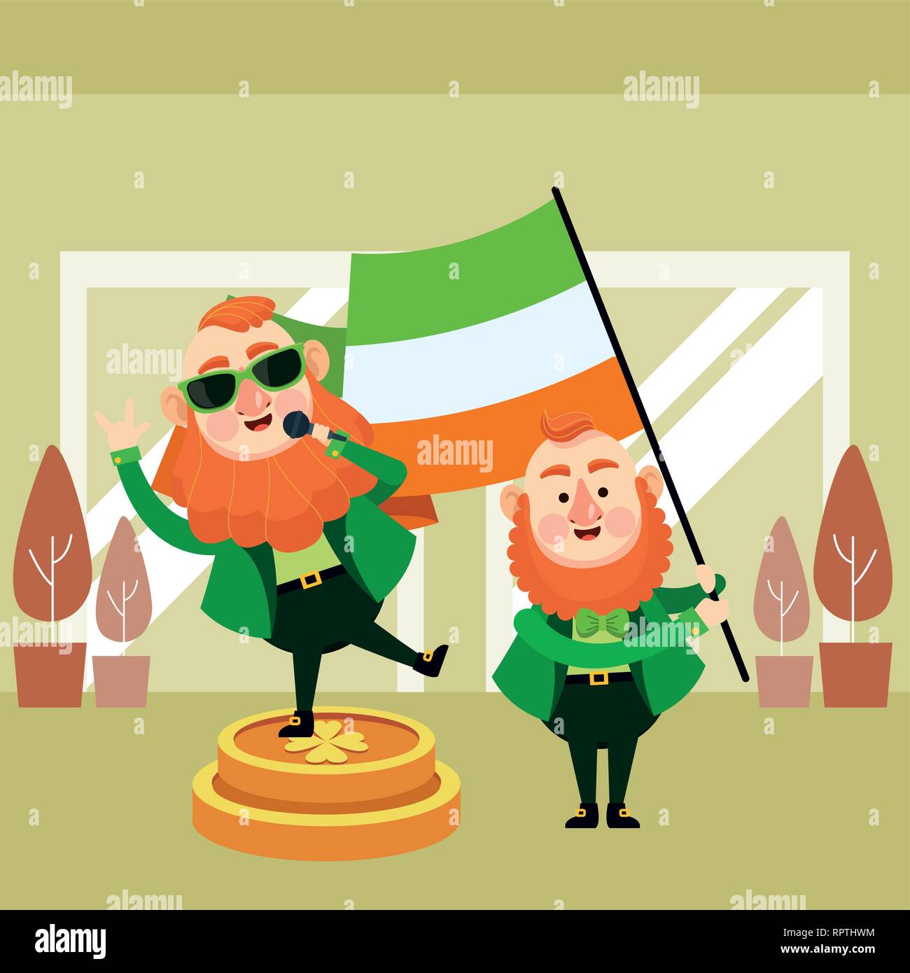Caricatures elfes St Patricks day Illustration de Vecteur