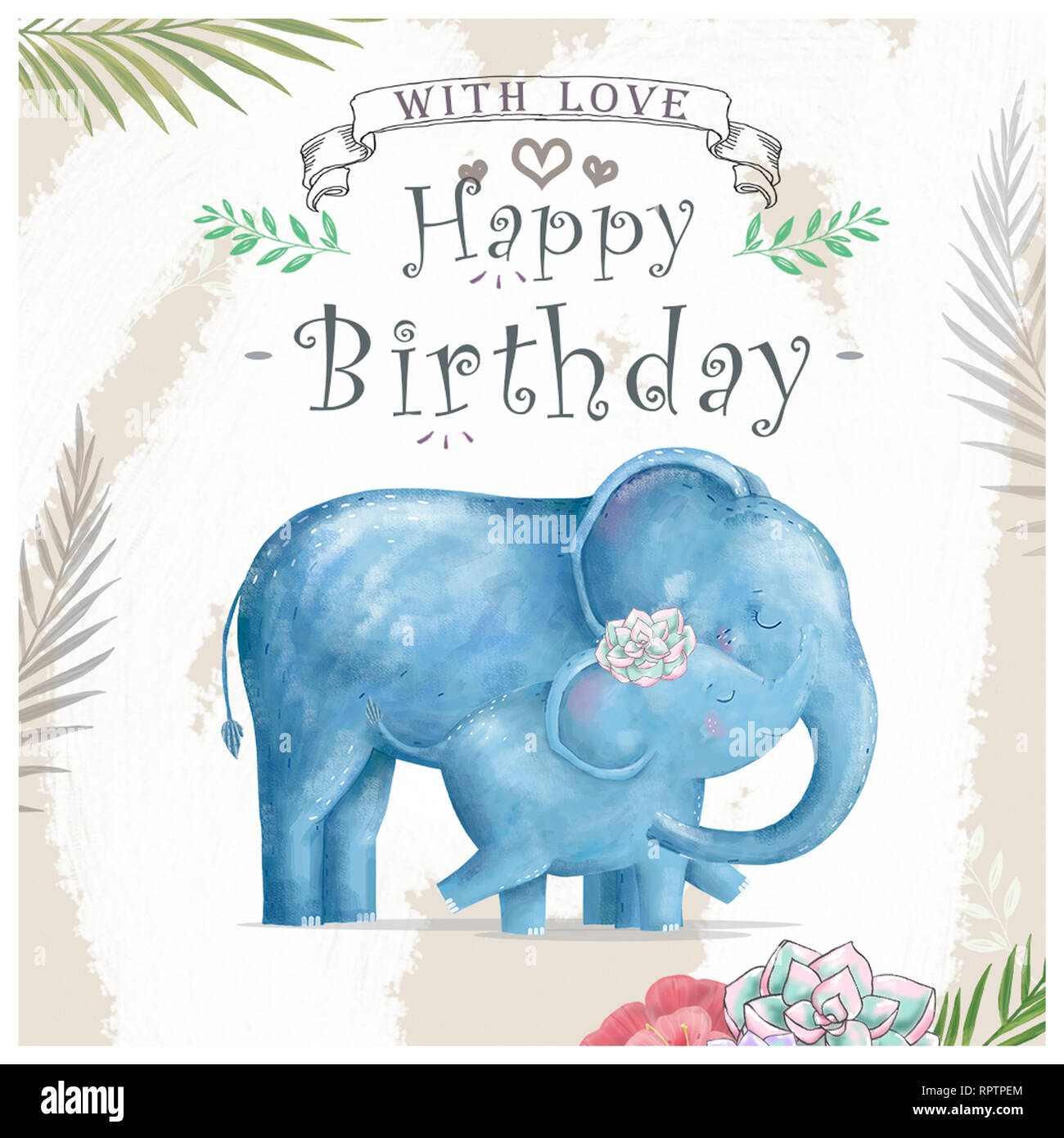Joyeux Anniversaire Carte Avec Elephant Mignon Animal Aquarelle Mignon Bebe Carte De Vœux Boho Fleurs Et Bouquets Joyeux Anniversaire Ensemble Gre Aquarelle Photo Stock Alamy