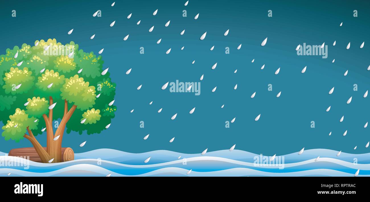 Un matin pluvieux illustration paysage nature Illustration de Vecteur