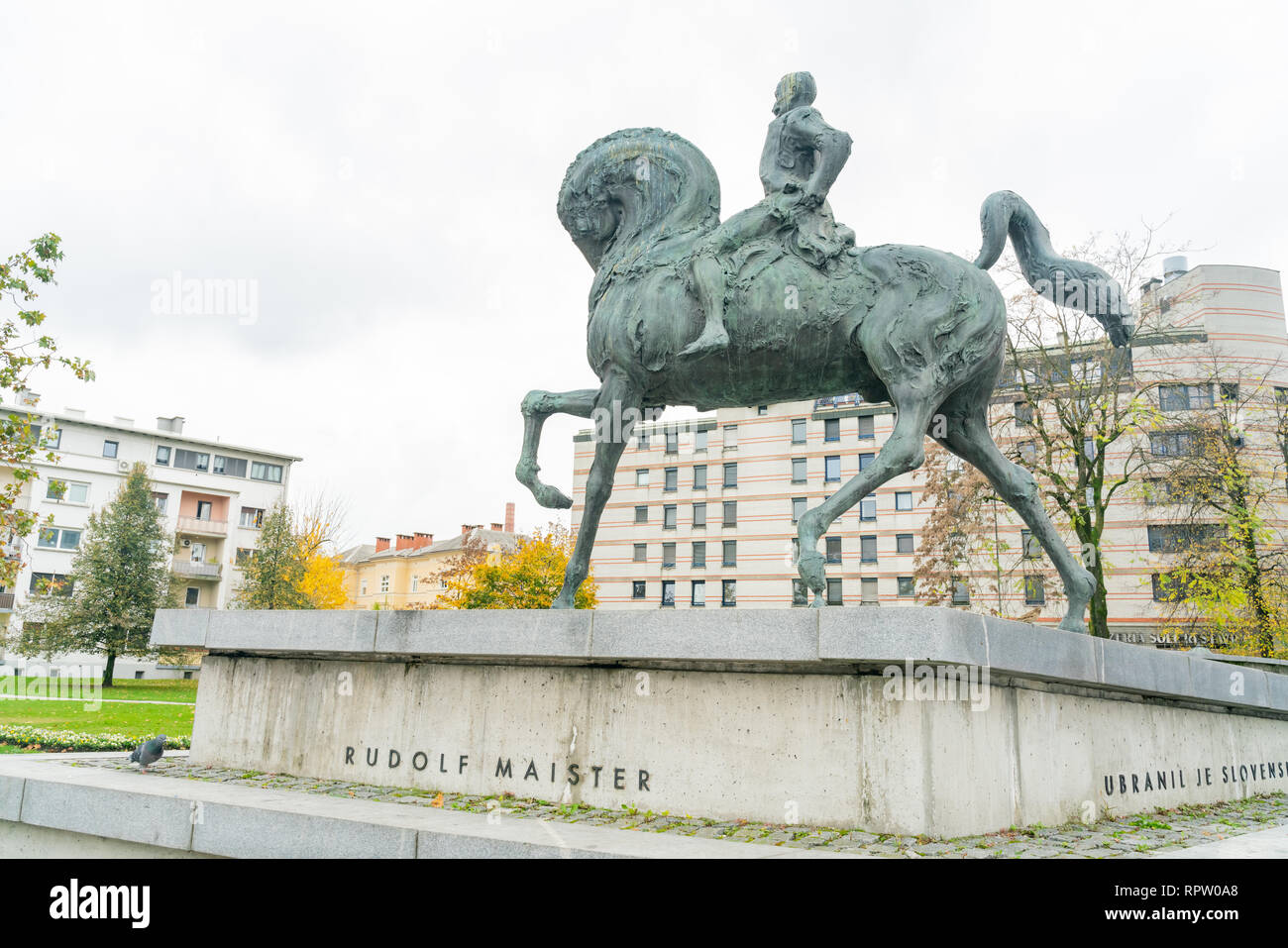 Ljubljana, NOV 3 : La statue de Rudolf Maister le Nov 3, 2018 en Slovénie Banque D'Images